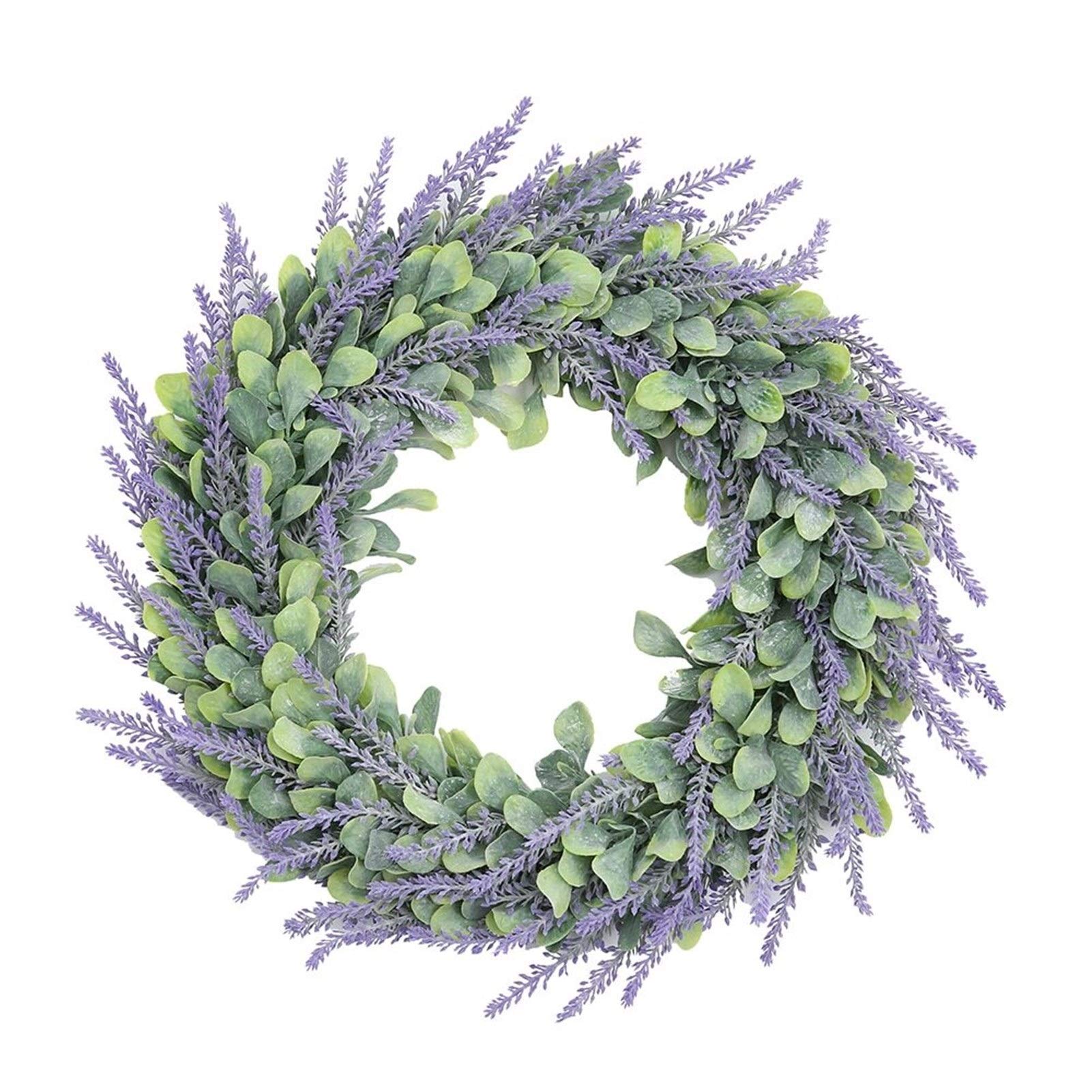 Guirlande de Noël lavande artificielle et décor de porte floqué suspendu