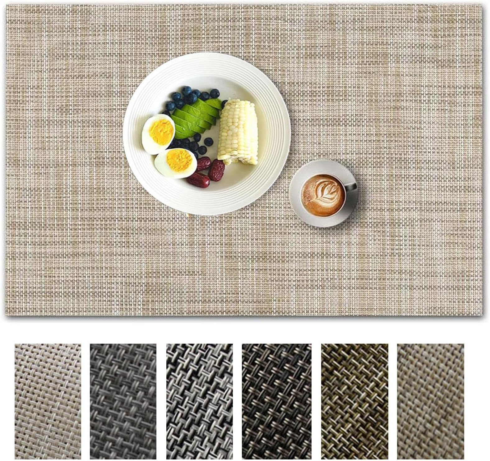 Owluny PVC Placemats Set of 6 Heat Resistant Washable