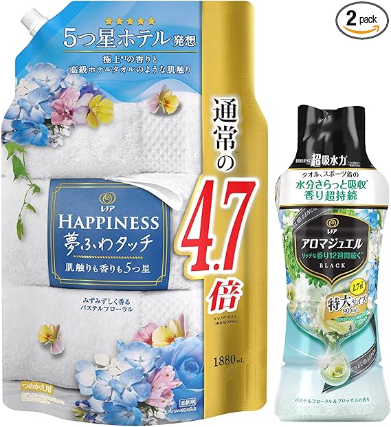 Amazon まとめ買い 大容量 レノア ハピネス 夢ふわタッチ 柔軟剤 パステルフローラル 詰め替え 1 0ml アロマジュエル 香り付け専用ビーズ 本体特大 805ml レノア ドラッグストア