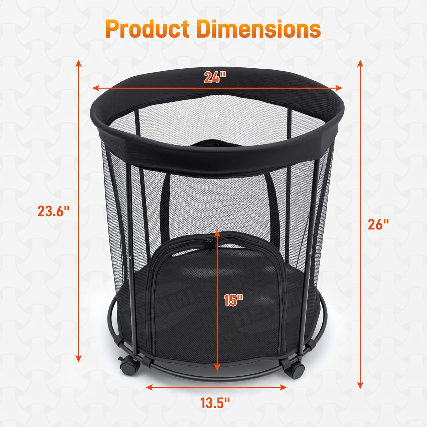 HENMI Upgraded Round Sports Ball Storage Cart - Rolling Ball Holder with Wheels for Basketball Storage & Outdoor Toy Storage, Metal Bin for Garage & School