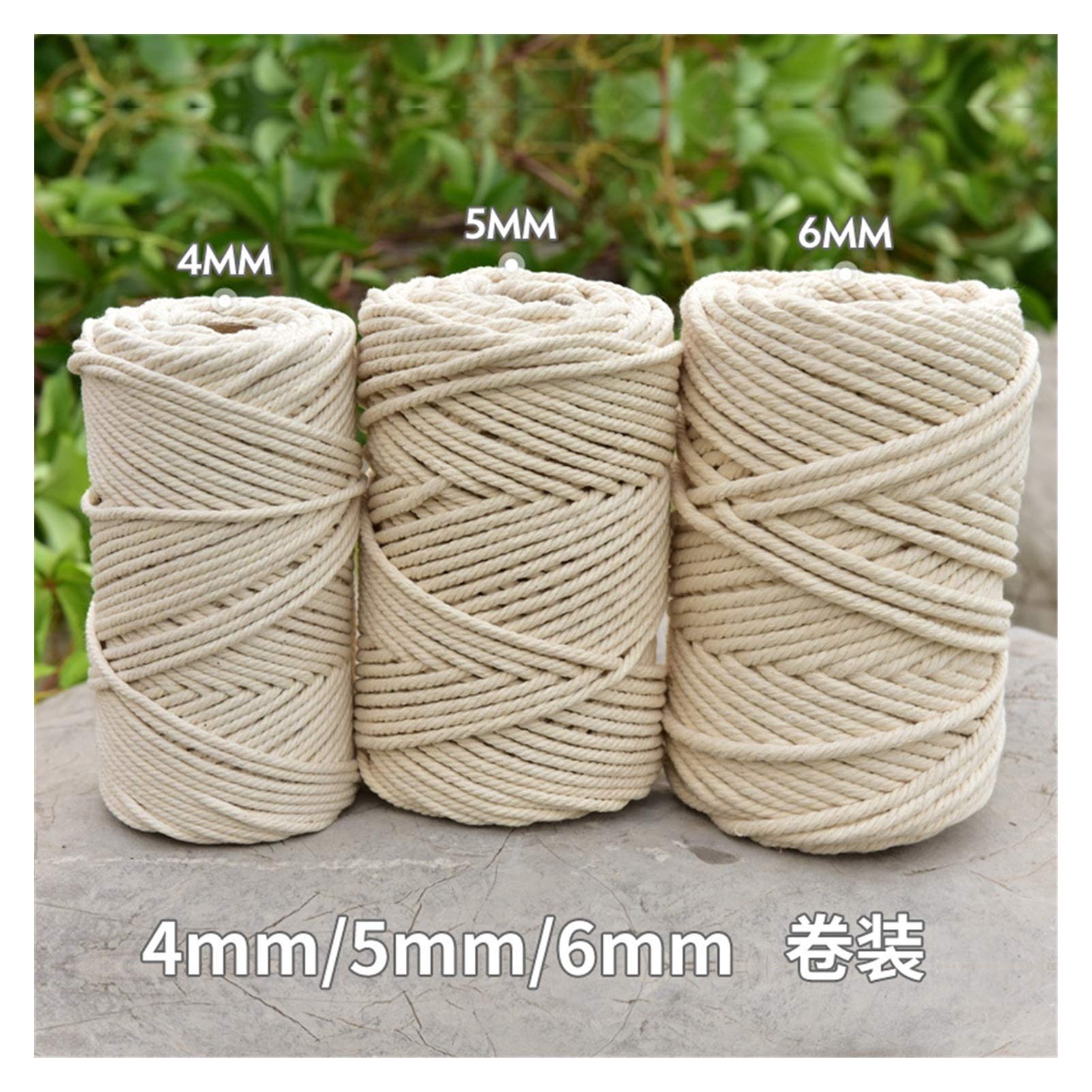 3mm 4mm 5 mm 6 mm Macrame Cuerda Cuerda torcida Cuerda de algodón para Cuerda Beige Hecha a Mano Regalo de Accesorios para la Boda del hogar Cuerda de Yute (Color : 5mm 90M)