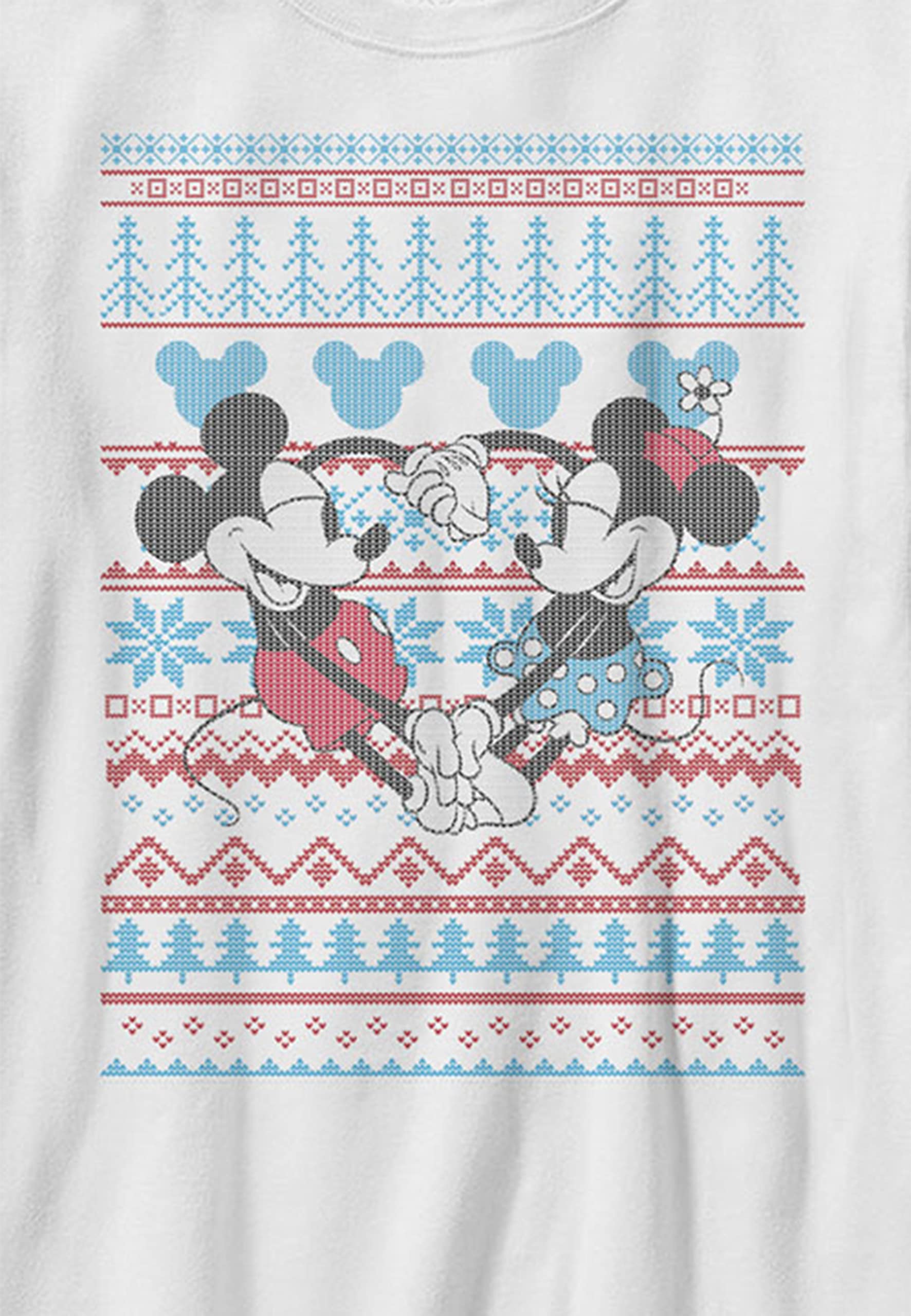 Disney Characters Mickey & Minnie Sweater Boy's Solid Crew Tee, biały, XS, biały, XS