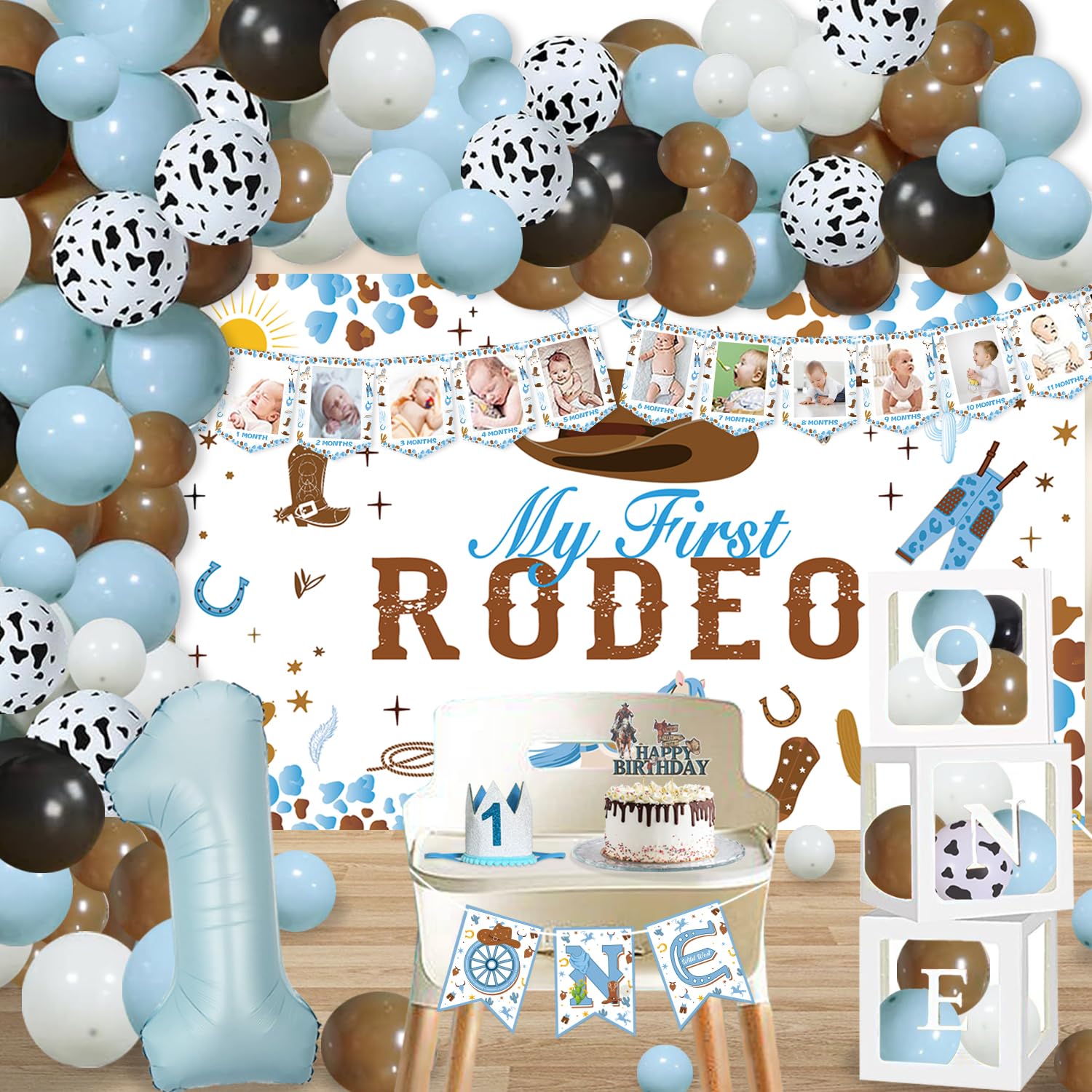 Cowboy 1st Birthday Party Decorations, My First Rodeo Decorations Boy, My First Rodeo Birthday Party Supplies , Balloon Arch, Rodeo Backdrop, Banner,
