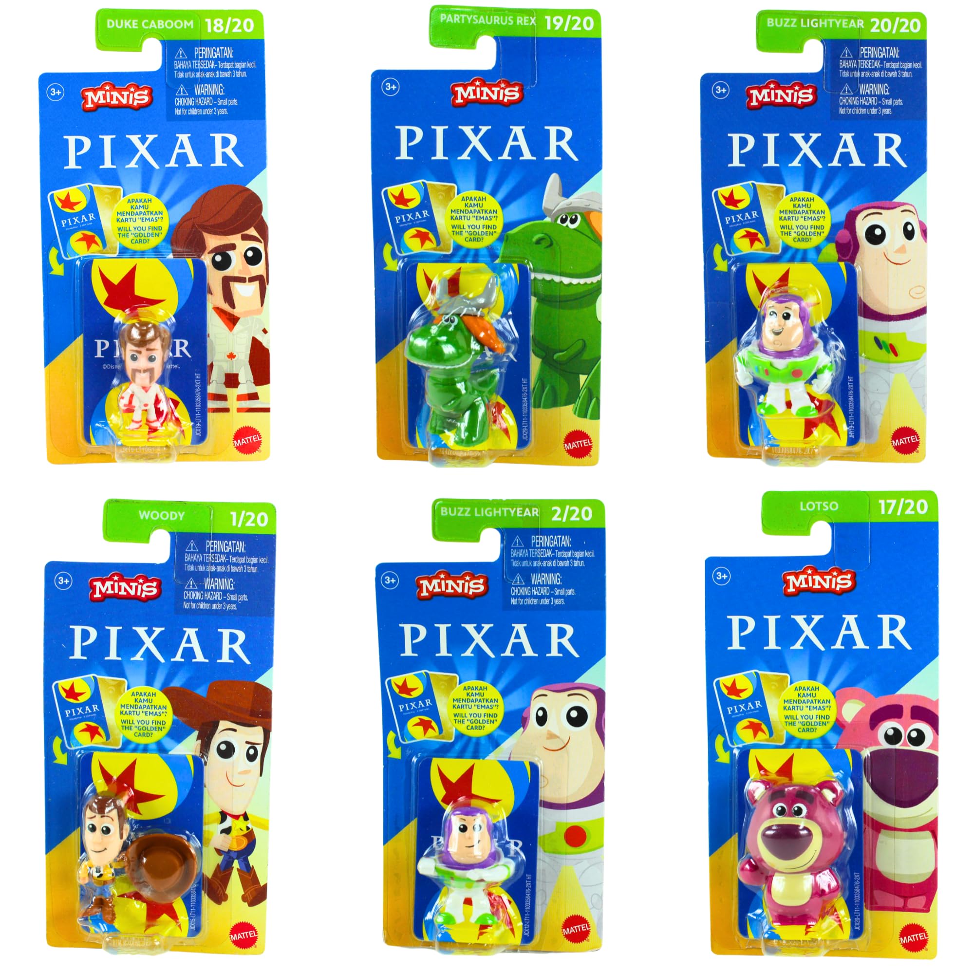 Disney Pixar Mini's 2.5" 6cm Collectible Character Play Figures Toy Story, Incredibles & Monsters Inc - (Toy Story 6 Pack Set 3)