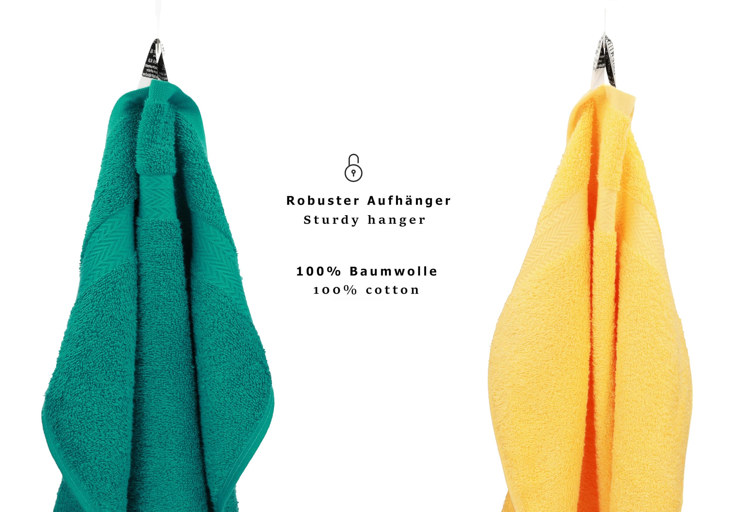 Betz Juego de 10 Toallas Classic 100% algodón 2 Toallas de baño 4 Toallas 2 Toallas de Mano 2 Toallas Cara de Color Verde Esmeralda y Amarillo