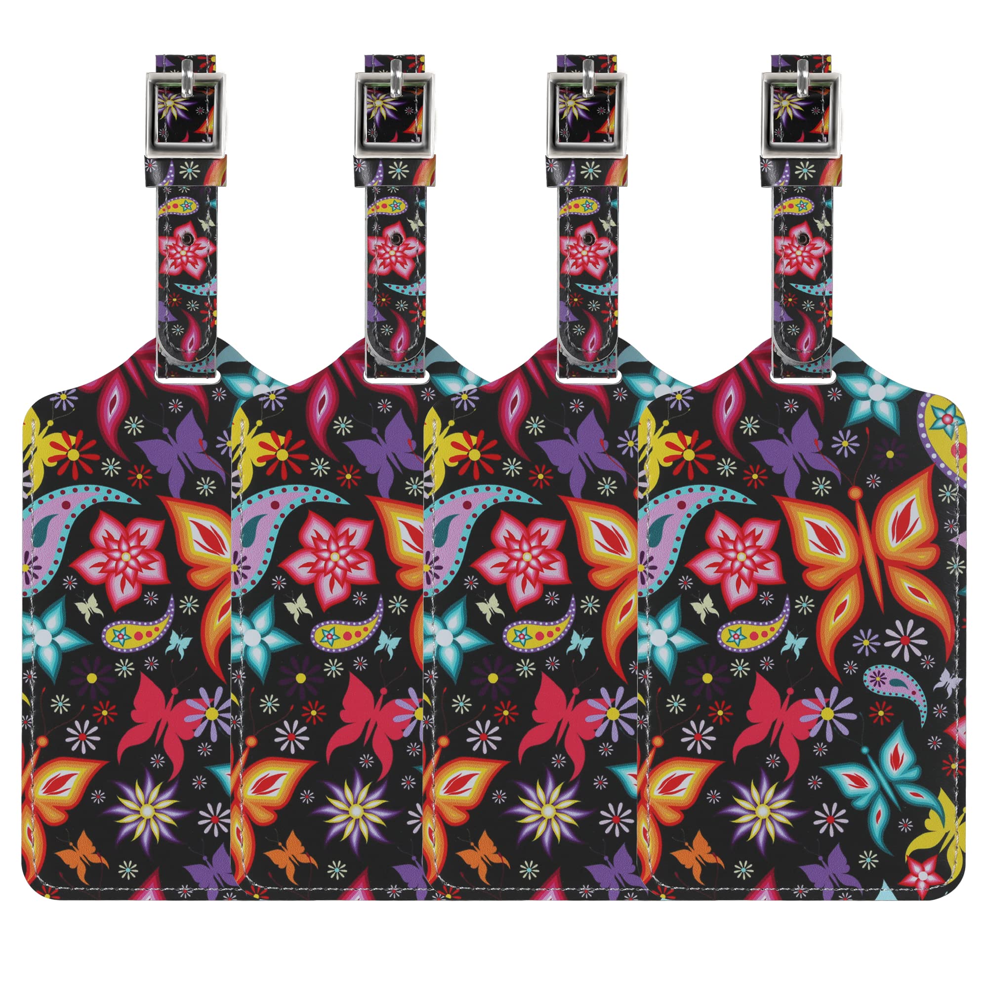 4 Pack Luggage Tag for Suitcases TSA Approved, Leather Suitcase Tags Identifiers, Cute Bag Name Travel Tags ID Labels for Women Men Cruise Airport