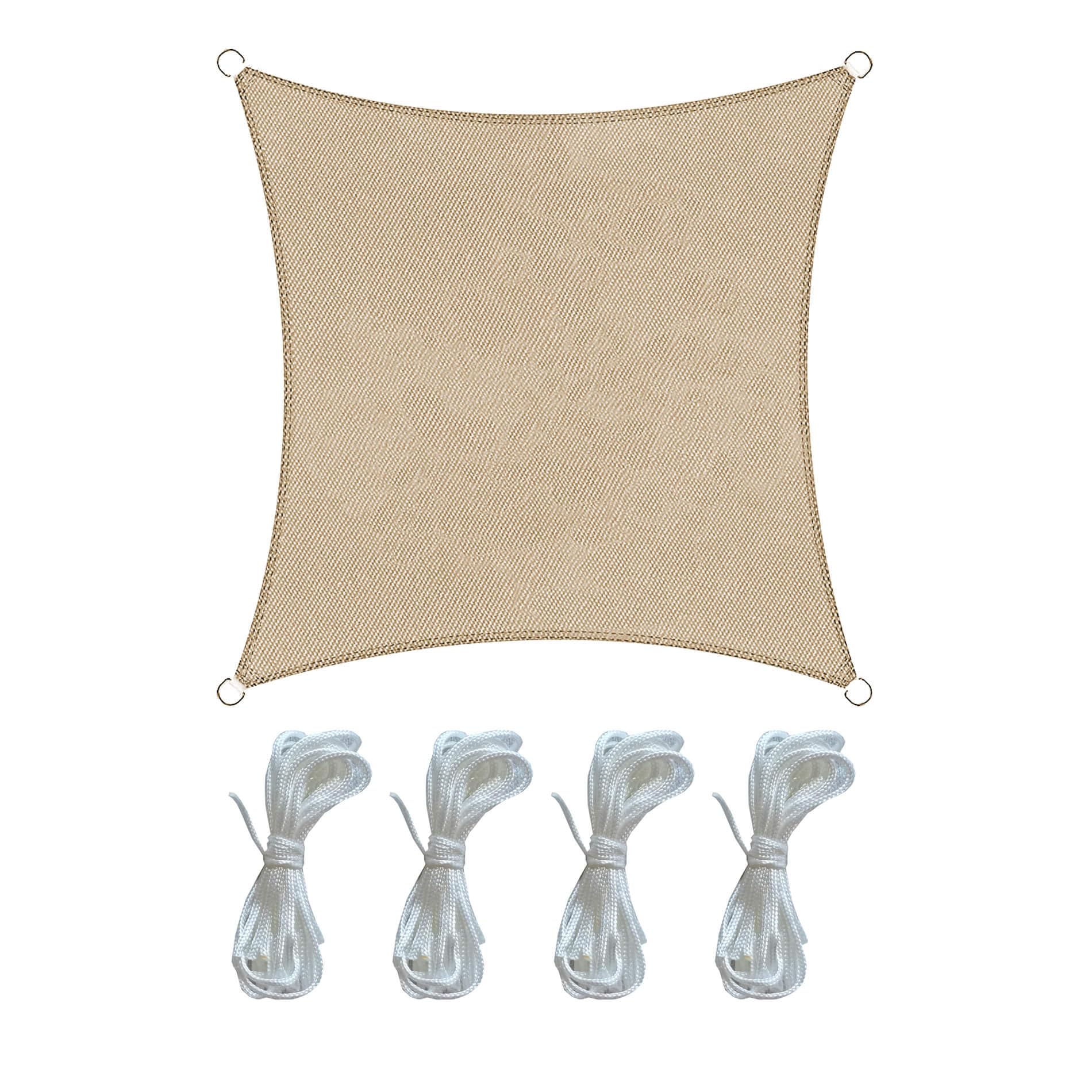 Voile d'ombrage jardin beige 5x5 m toile tendue anti-UV Rebecca Mobili RE6338