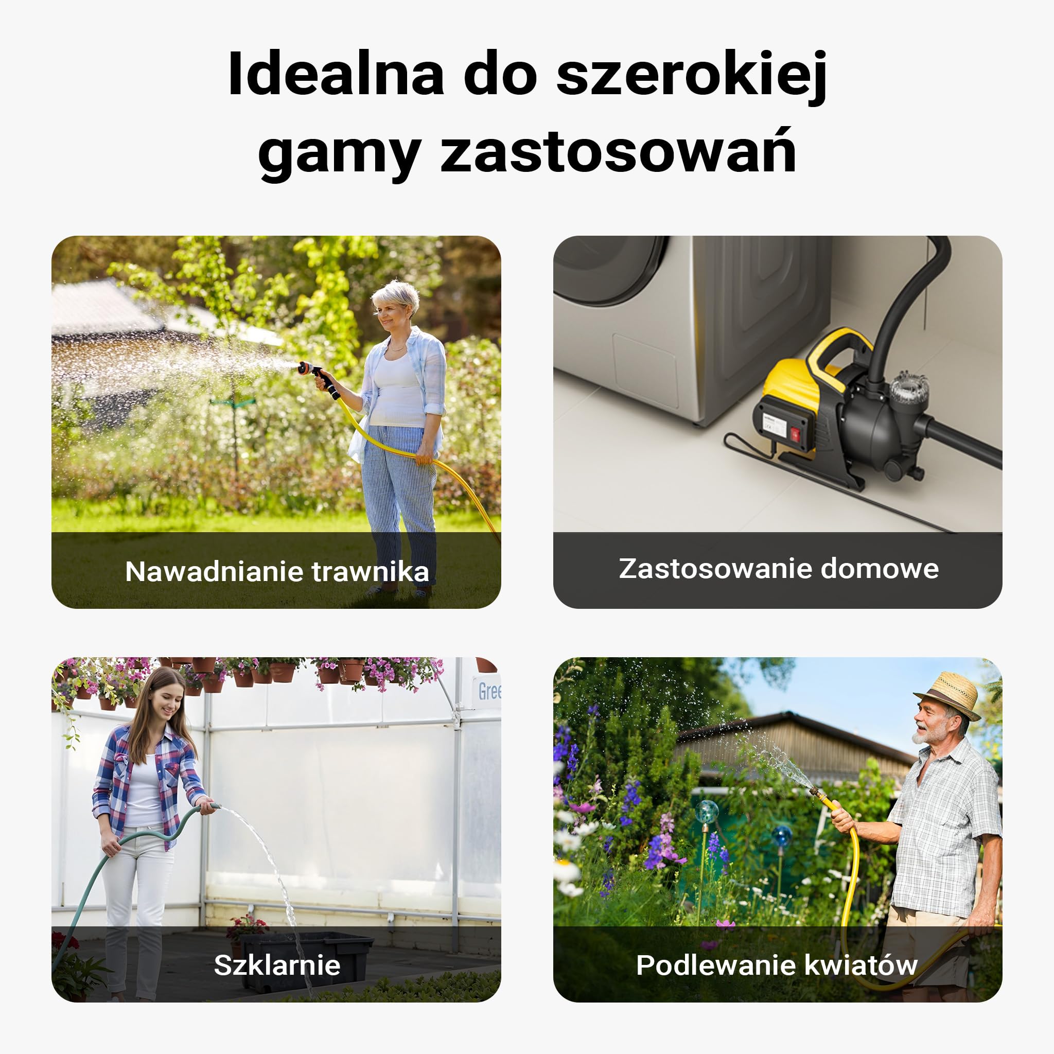 Wiltec Pompa ogrodowa 1200 W z filtrem wstępnym i obudową z tworzywa sztucznego, 3800 l/h, do nawadniania ogrodu i opróżniania basenu