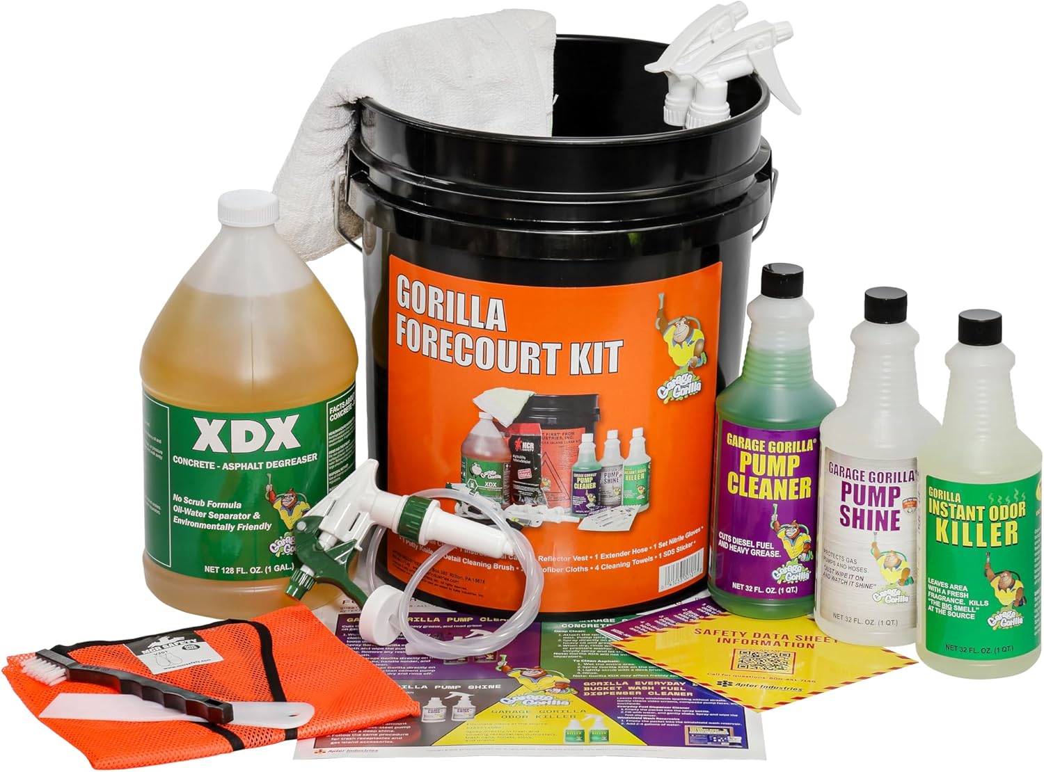 Forecourt First Exterior Gas Island Cleaning Kit | Complete Maintenance Set with Concrete Cleaner, Pump Cleaner, Pump Shine, Odor Killer & Cleaning Tools, Ready-to-Use Grab & Go Kit