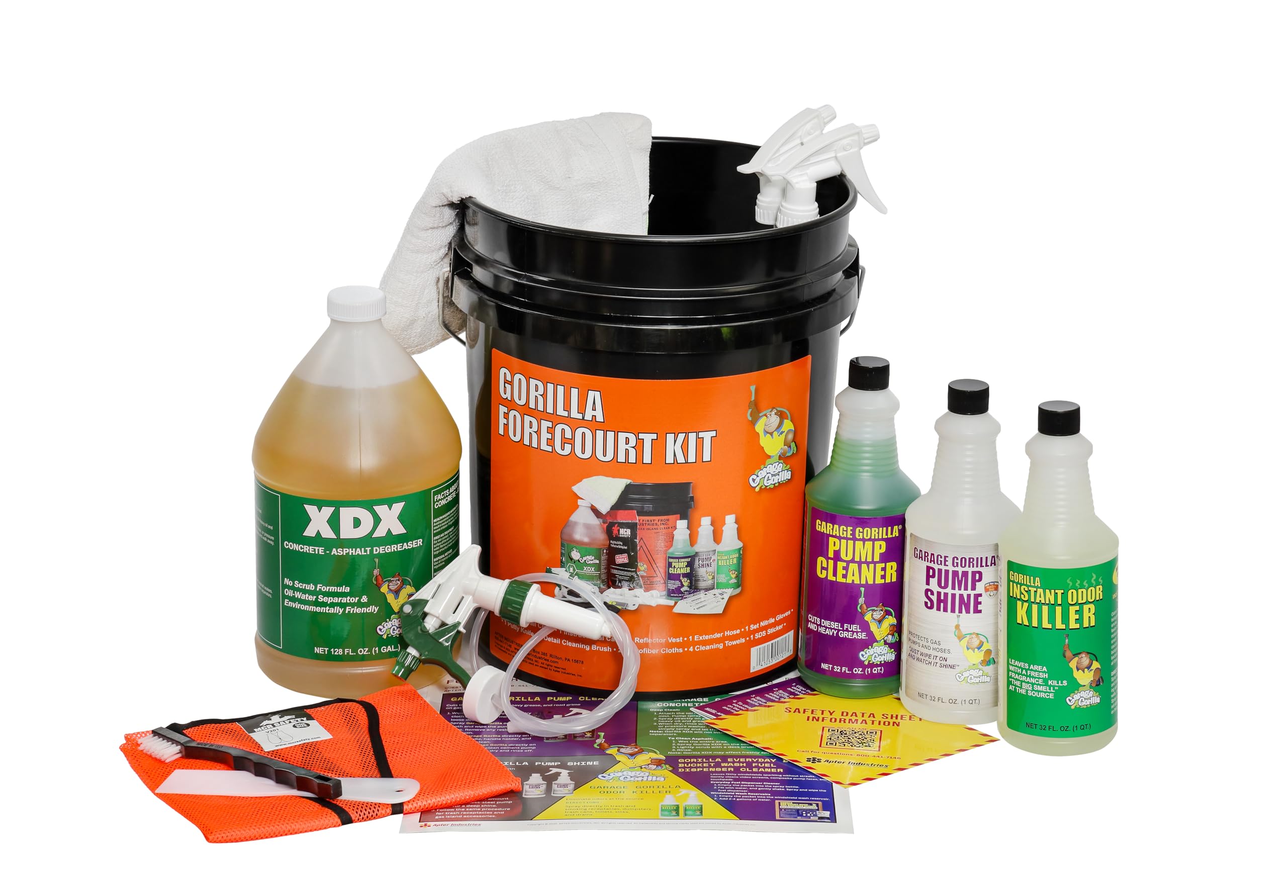 Garage Gorilla Forecourt First Exterior Gas Island Cleaning Kit | Complete Maintenance Set with Concrete Cleaner, Pump Cleaner, Pump Shine, Odor