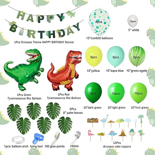 Miniatura 2 de Suministros de decoración de fiesta de cumpleaños de dinosaurios, kit de guirnalda de arco de globos de dinosaurio de 40 pulgadas, globos de