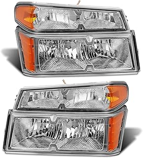 2004 2005 2006 2007 2008 2009 2010 2011 2012 Chevy Colorado Headlight Assembly for 04-12 Chevy Colorado/GMC Canyon / 2006-2008 ISUZU I-Series Headlamp Replacement Pair - Chrome Housing