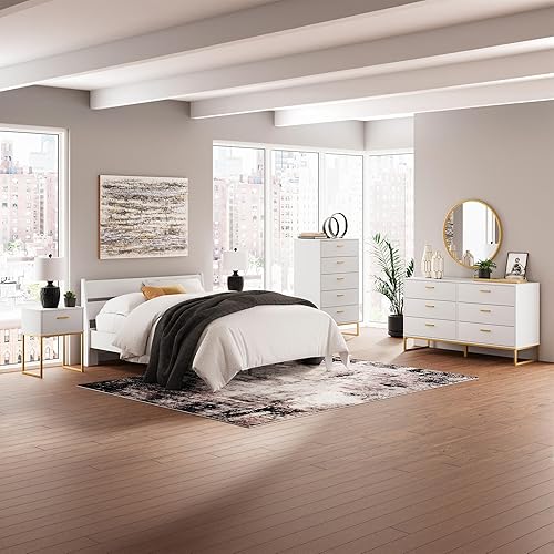 Miniatura 48 de Signature Design by Ashley Socalle - Mesita de noche moderna con 1 cajón con patas de metal, 26.02 pulgadas de alto, color negro Negro,Marrón,Marrón