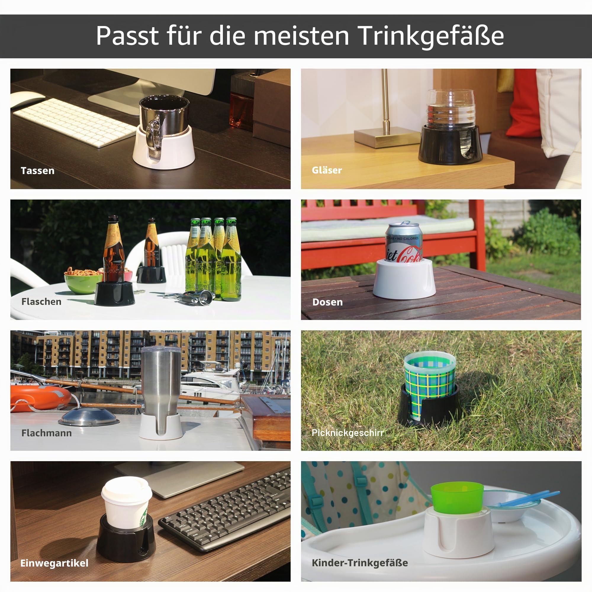 TableCoaster - Der ultimative Anti-Verschütten-Getränkehalter, Tiefschwartz