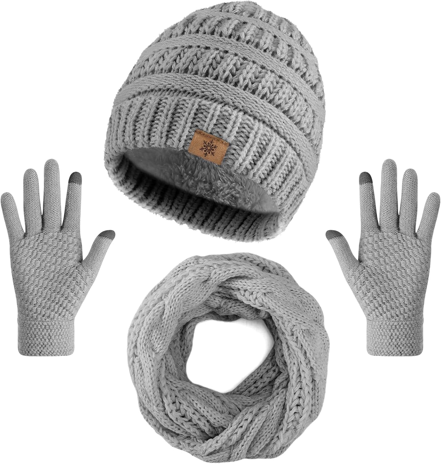 Warm Winter Beanie, Scarf & Gloves Set – Touchscreen Knit Accessory for All Warm Winter Beanie, Scarf & Gloves Set – Touchscreen Knit Accessory for All