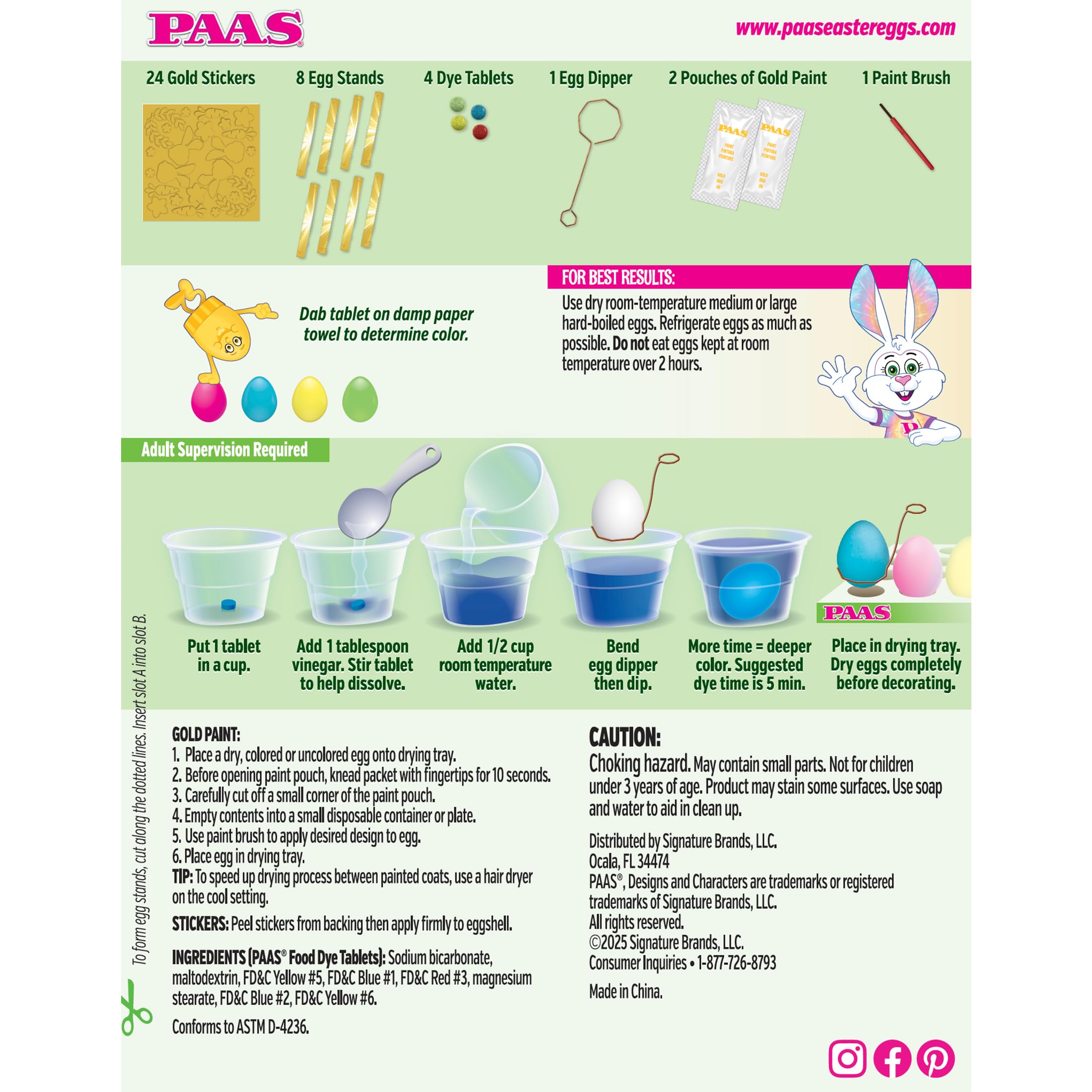 PAAS Golden Shimmer Egg Decorating Kit – Add a Shiny Gold Touch to Your Easter Eggs with 24 Gold Stickers and 2 Pouches of Gold Paint