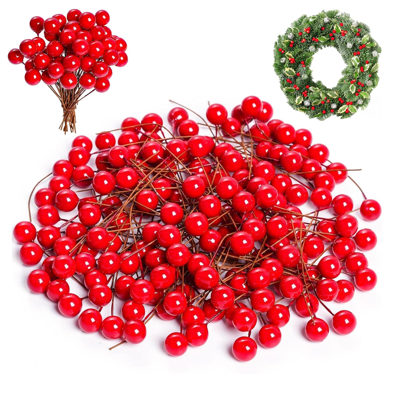 Lot De 200 Baies De Houx Artificielles De Noël Pour Travaux