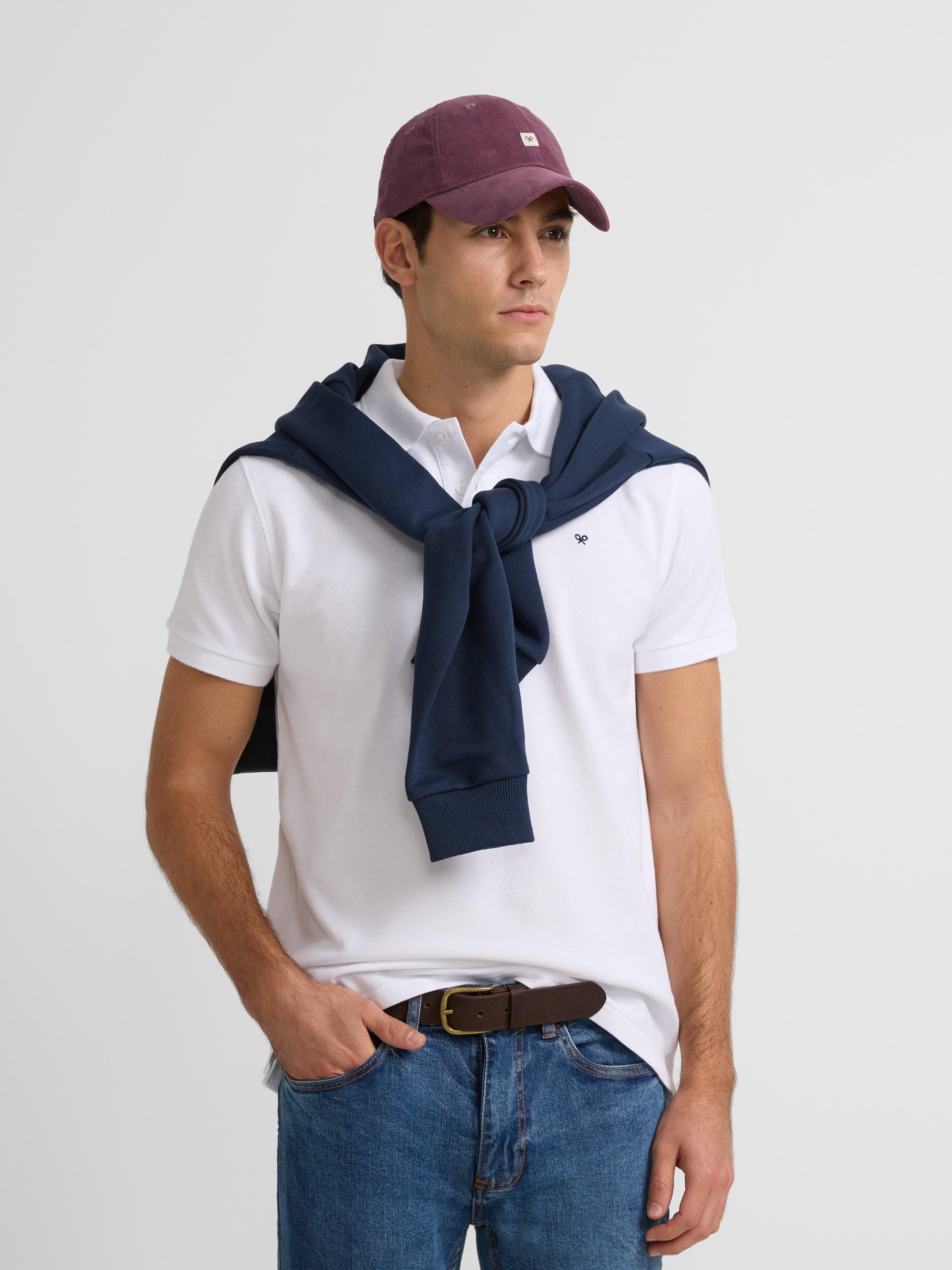 SILBON Polo Clásico Liso Blanco Manga Corta para Hombre Talla M