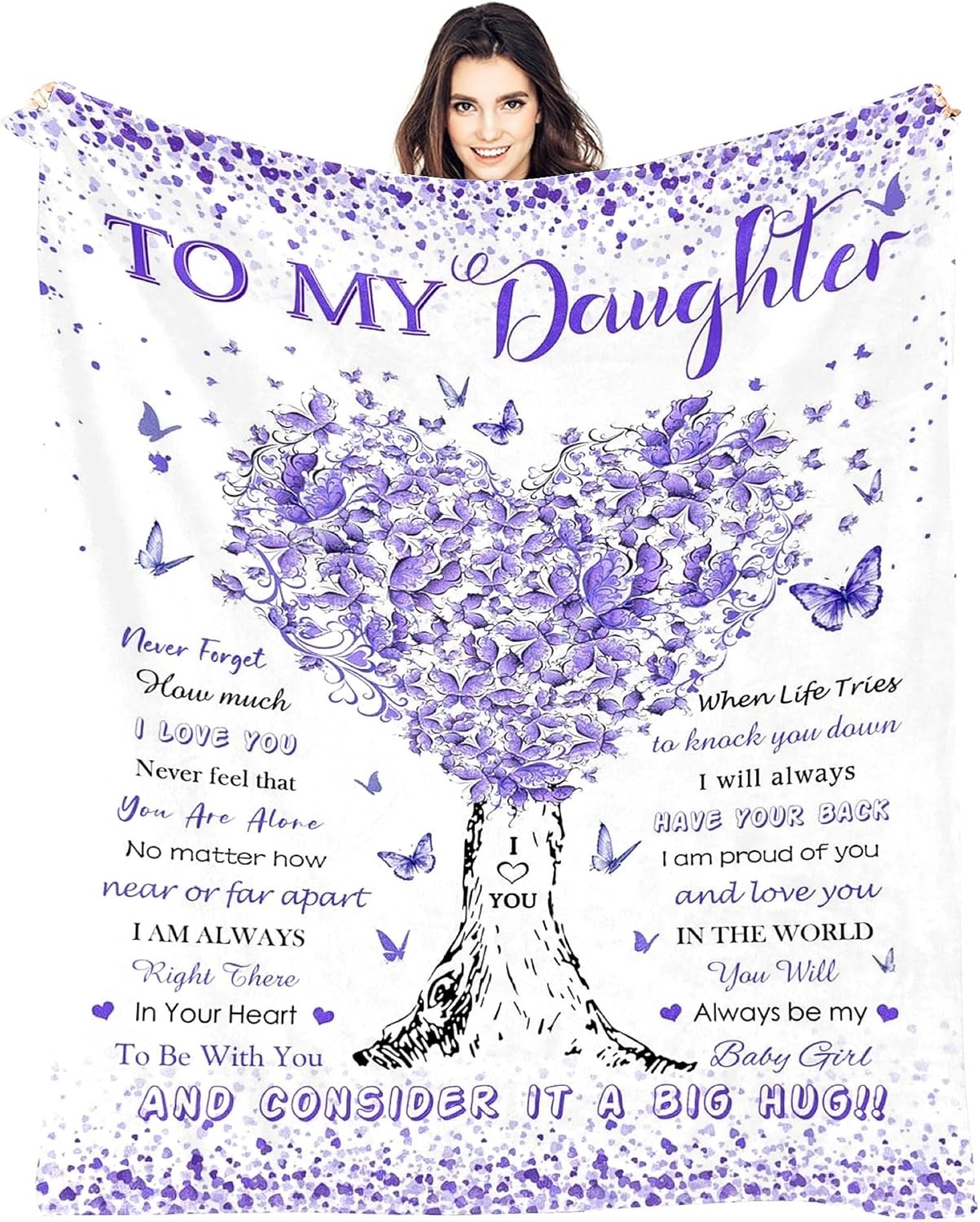 Daughter Gifts from Mom Dad, Birthday Gifts for Daughter, Unique Fun Purple Tree Girl Throw Blanket Gift for Graduation Christmas Quinceanera Super Soft Warm Comfy Plush Flannel Fleece Blanket 60"x50" - Image 2