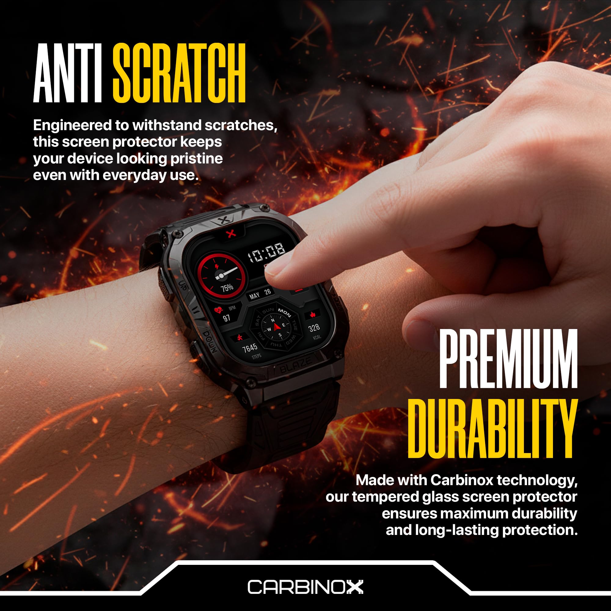 CARBINOX Protector de pantalla de vidrio templado compatible con relojes inteligentes, alta transparencia, antiarañazos, alta sensibilidad, sin burbujas (paquete de 2) Blaze S
