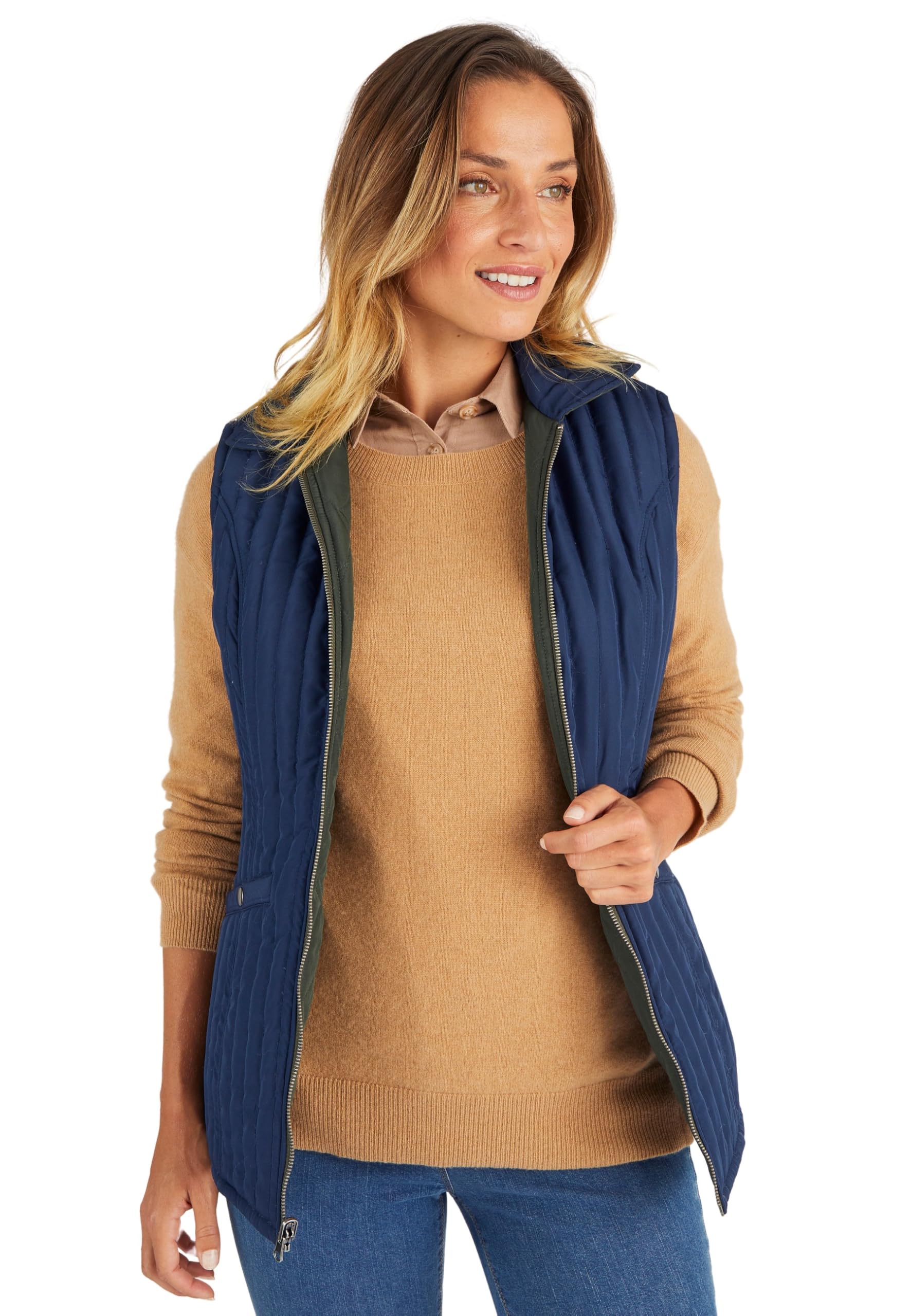 Damart - Reversible Gilet, Dark Khaki/Navy, 26/28