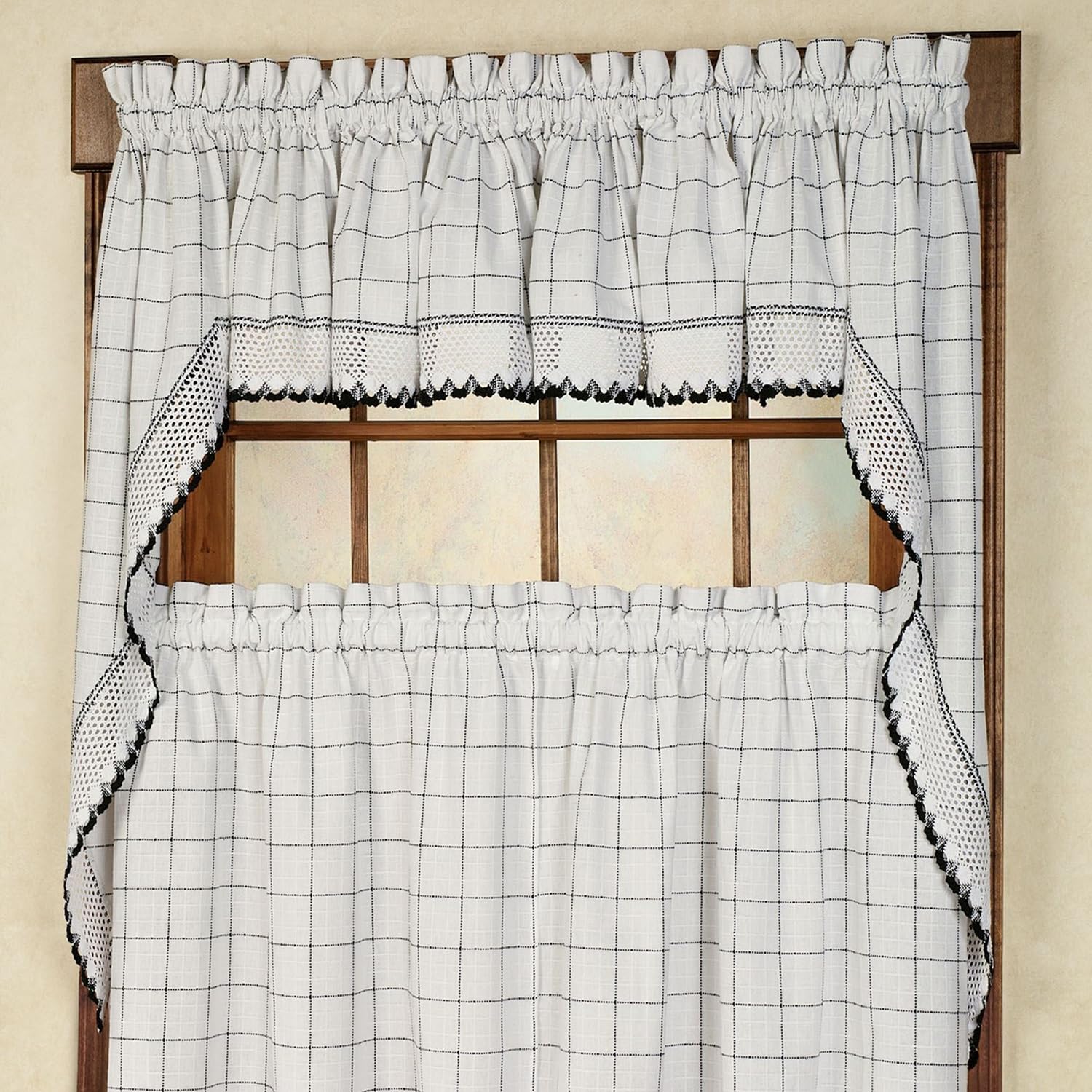 Kitchen Curtains for Windows 40+ Styles &amp; Colors Swag, Valance, Tier Sets &amp; Panels Cafe Curtains for Farmhouse, Rustic, Modern Décor, Adirondack Black, Swag