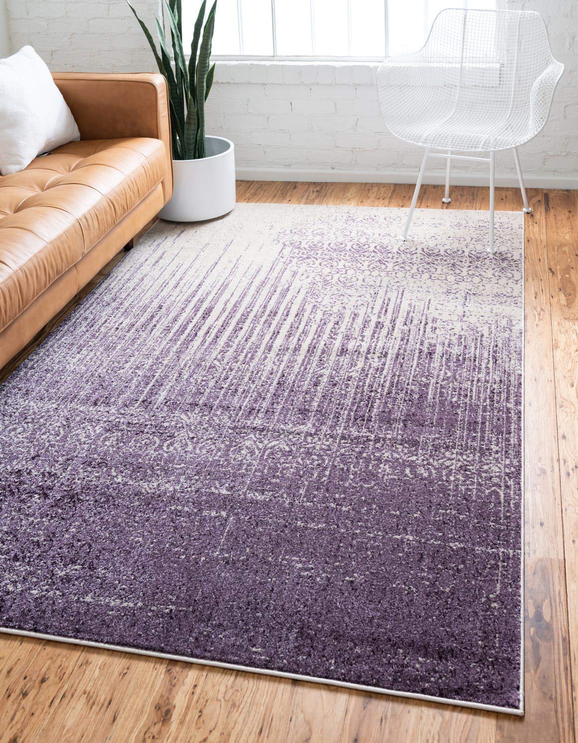Unique Loom Del Mar Collection Area Rug - Jennifer (10' 6" x 16' 5" Rectangle, Purple/ Ivory)