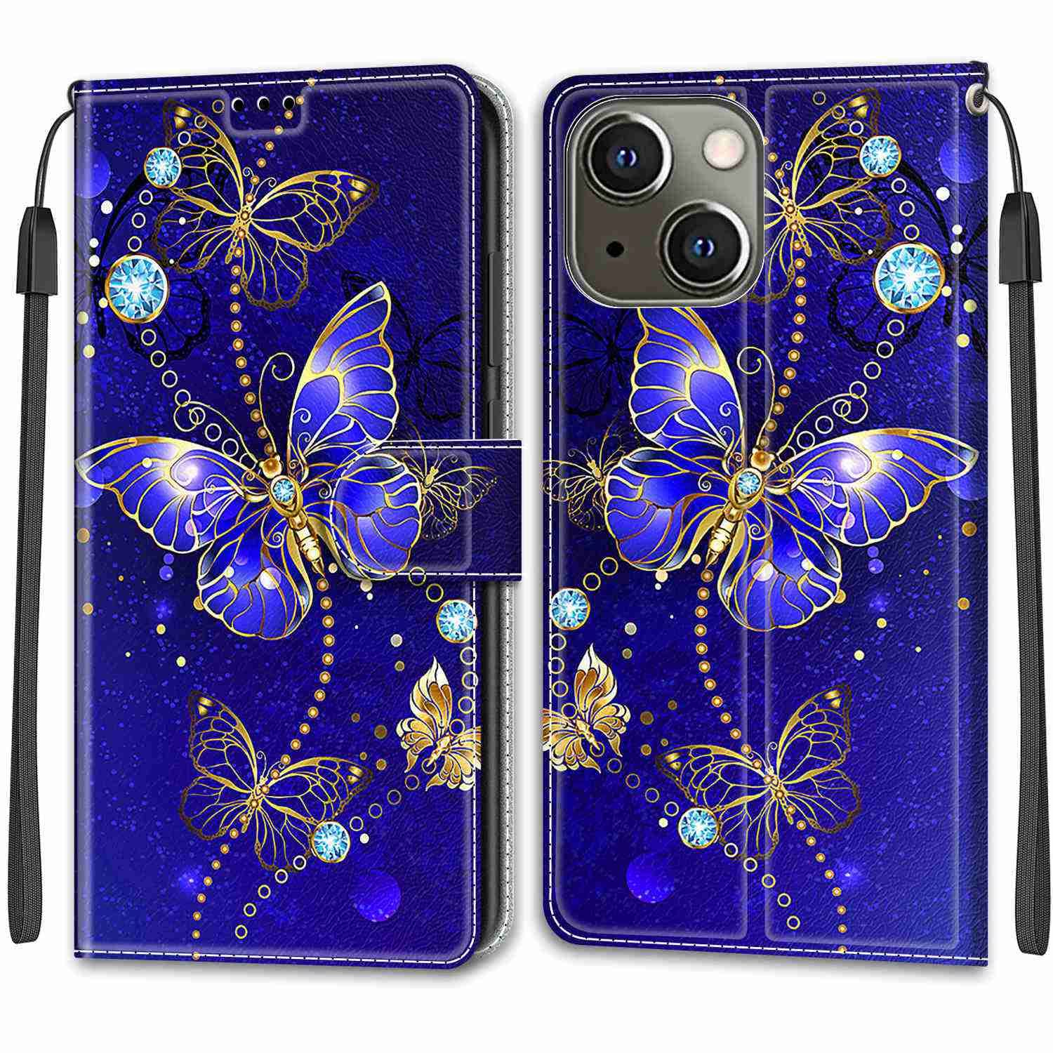Custodia per iPhone 14, antiurto, a portafoglio, in pelle PU, in silicone, custodia protettiva slim fit, con supporto per carte di credito, supporto magnetico, custodia per iPhone 14 e 1 penna touch