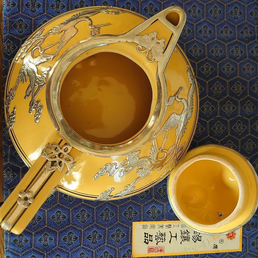 黄交趾、錫細工の酒器／茶器（煙台工藝美術廠）…未使用に近い 黄交趾 錫細工の酒器 ／ 茶器 （煙台工藝美術廠） 公式】錫の殿堂 薩摩