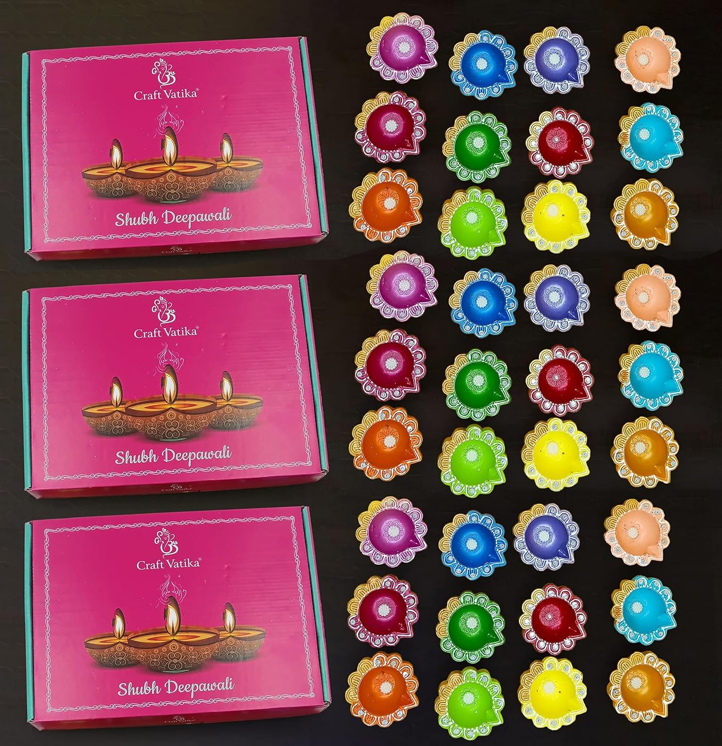 CraftVatika 36 Clay Diyas for Diwali Diya Deepak - Handmade Mitti Diya for Diwali Decoration Puja - Handpainted Diya for Home Indoor Outdoor Diwali (36 Piece, Multicolor) (B0BHR4QLH5) Amazon Price History, Amazon Price Tracker