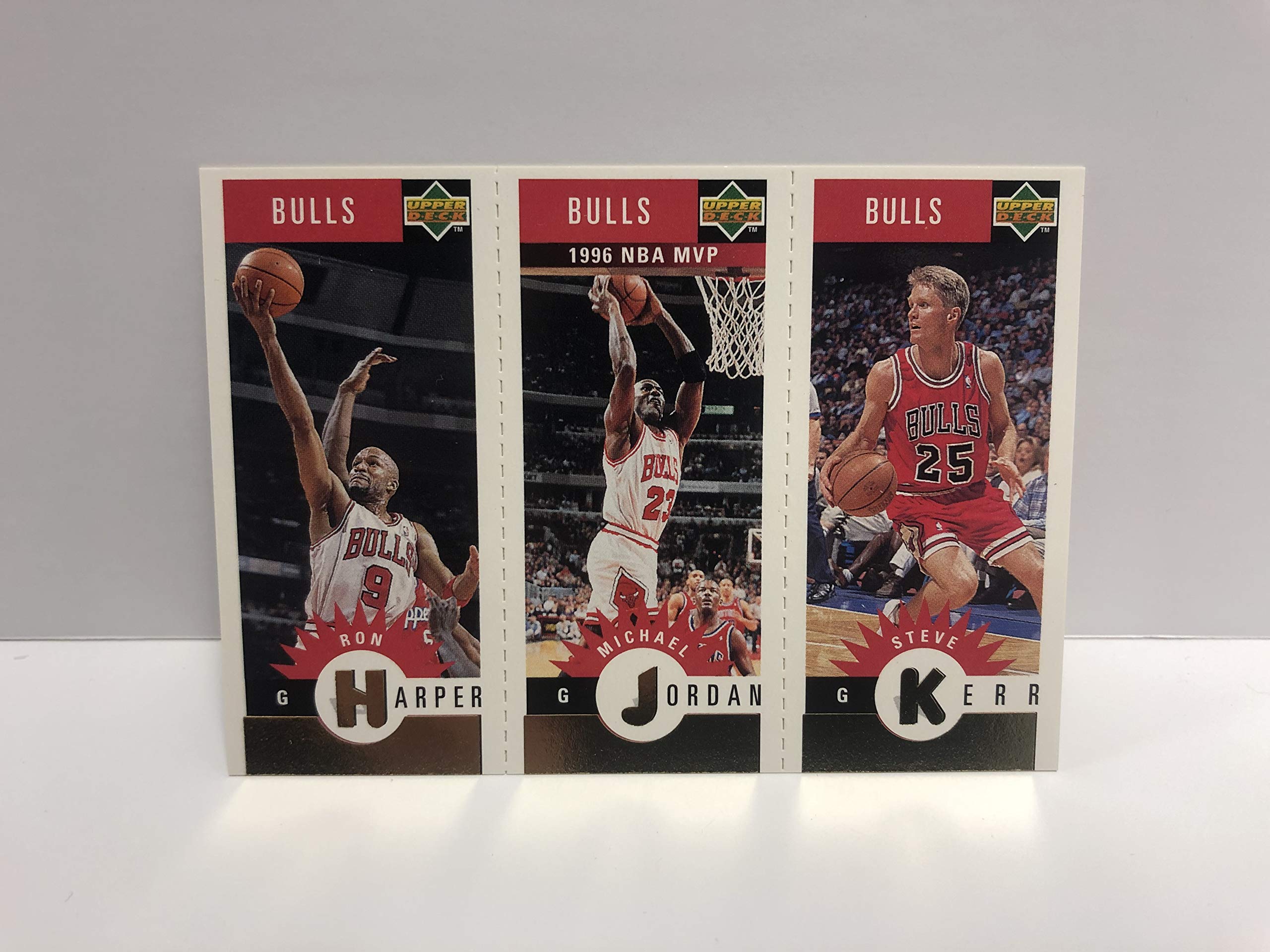 Michael Jordan, Ron Harper, Steve Kerr 1996-97 Upper Deck Team Gold card  #B1 at Amazon's Sports Collectibles Store
