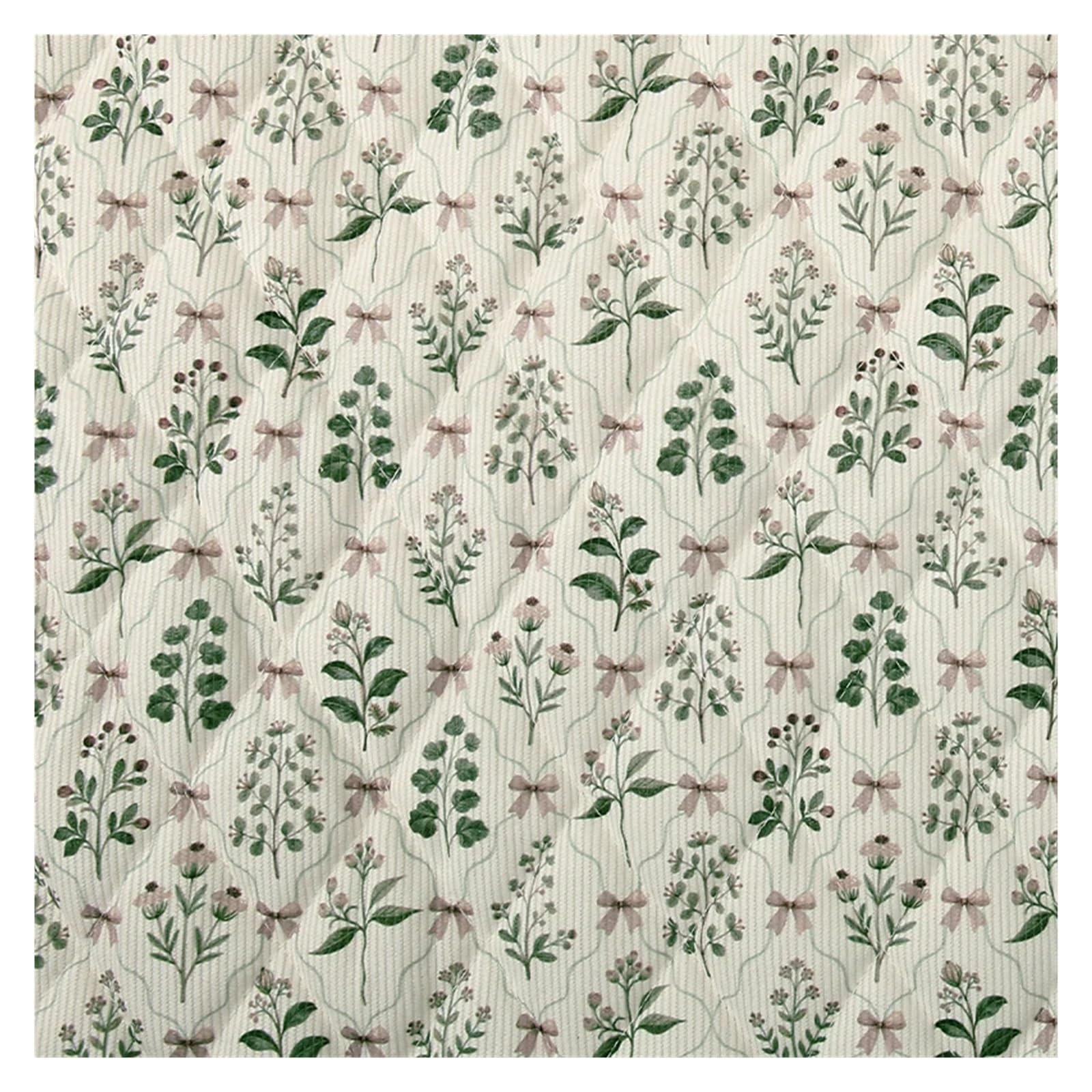 Tela Estampada de Pana, Tela algodón, árbol Conejo, Multicolor, 50-200x150cm(Color 1,200x150cm)