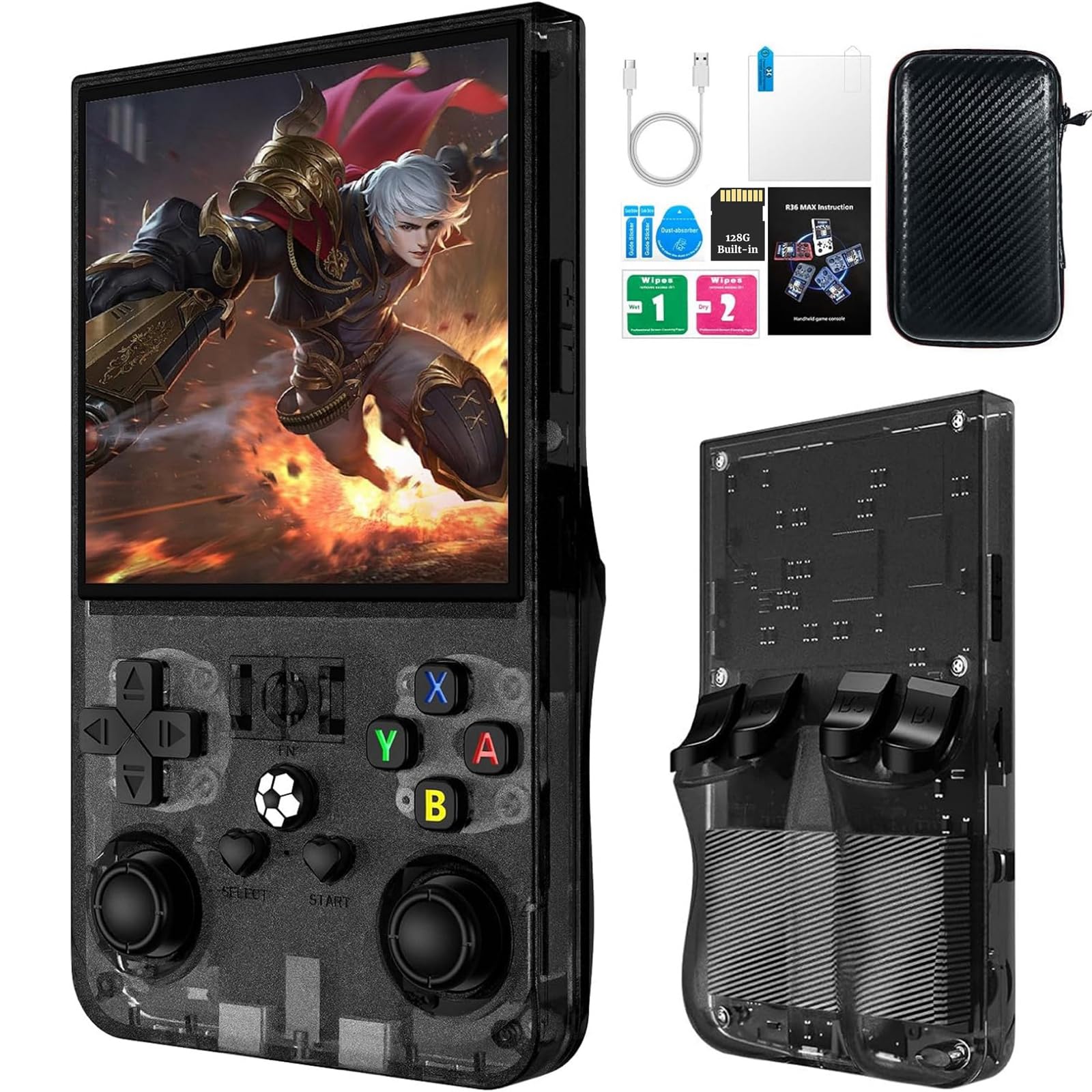 Console Portable Rétro R36MAX – 40 000 Jeux Préinstallés, 128 Go