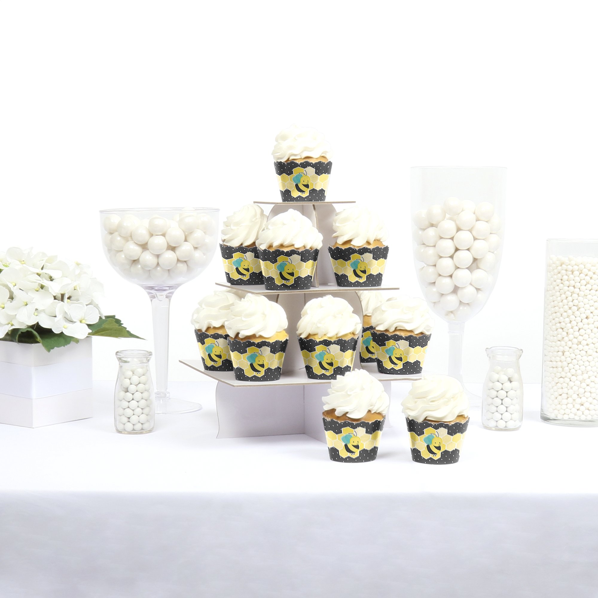Big Dot of Happiness Honey Bee - Baby Shower or Birthday Party Decorations Cupcake Wrappers Set 12