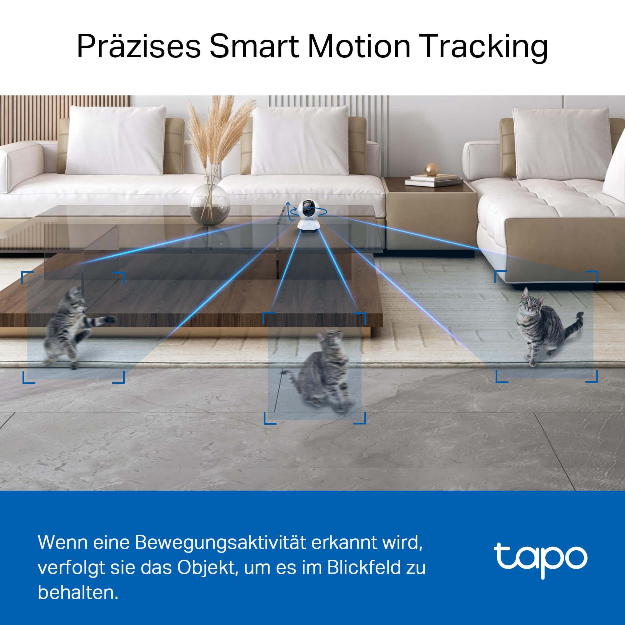 Tapo TP-Link C220 360°-WLAN-Überwachungskamera für den Innenbereich, 2K 4MP, IR Nachtsicht, Bewegungserkennung, Zwei-Wege-Audio, kompatibel mit Alexa und Google Assistant, für Babys/Haustiere