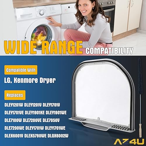 Miniatura 4 de Trampa de pantalla de filtro de pelusa para secadora que reemplaza para LG DLEY1201W DLEY1201V DLEY1701V DLEY1701VE DLEY1901KE DLEY1901WE DLE7100W