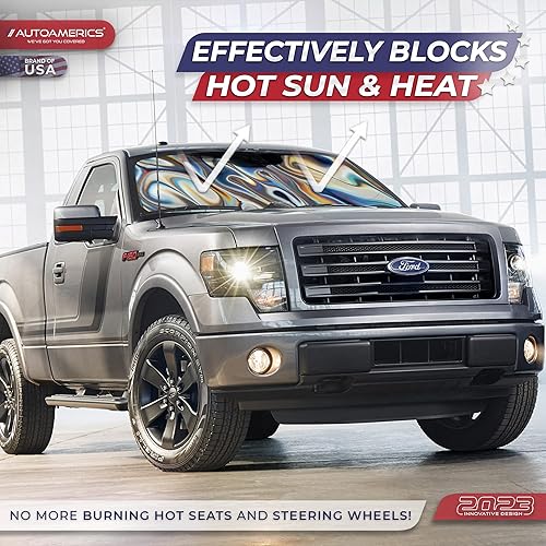 Miniatura 7 de Autoamerics Parasol plegable para parabrisas de automóvil, líquido cromado, plegable, para autos, SUV, camiones, protector de visera bloqueador de