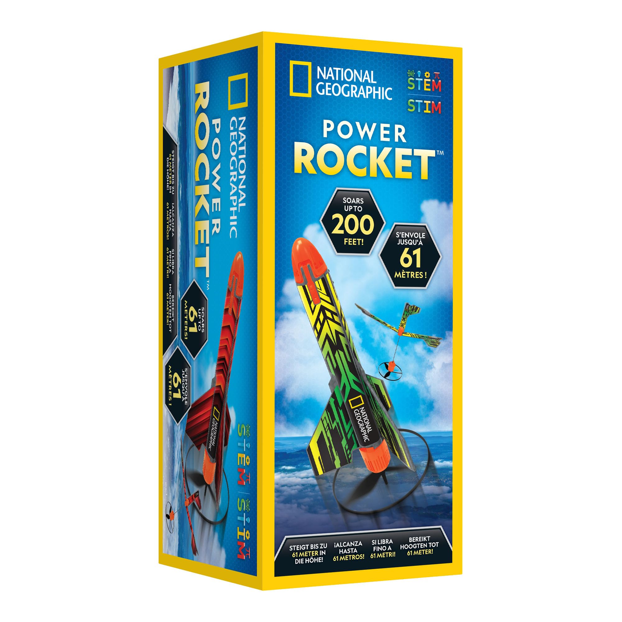 National Geographic Power-Rakete für Kinder – motorisierte Rakete mit Startplattform, fliegt bis zu 60 Meter hoch, wiederaufladbar mit sicherer Landung, Outdoor-Spielzeug für Kinder ab 8 Jahren