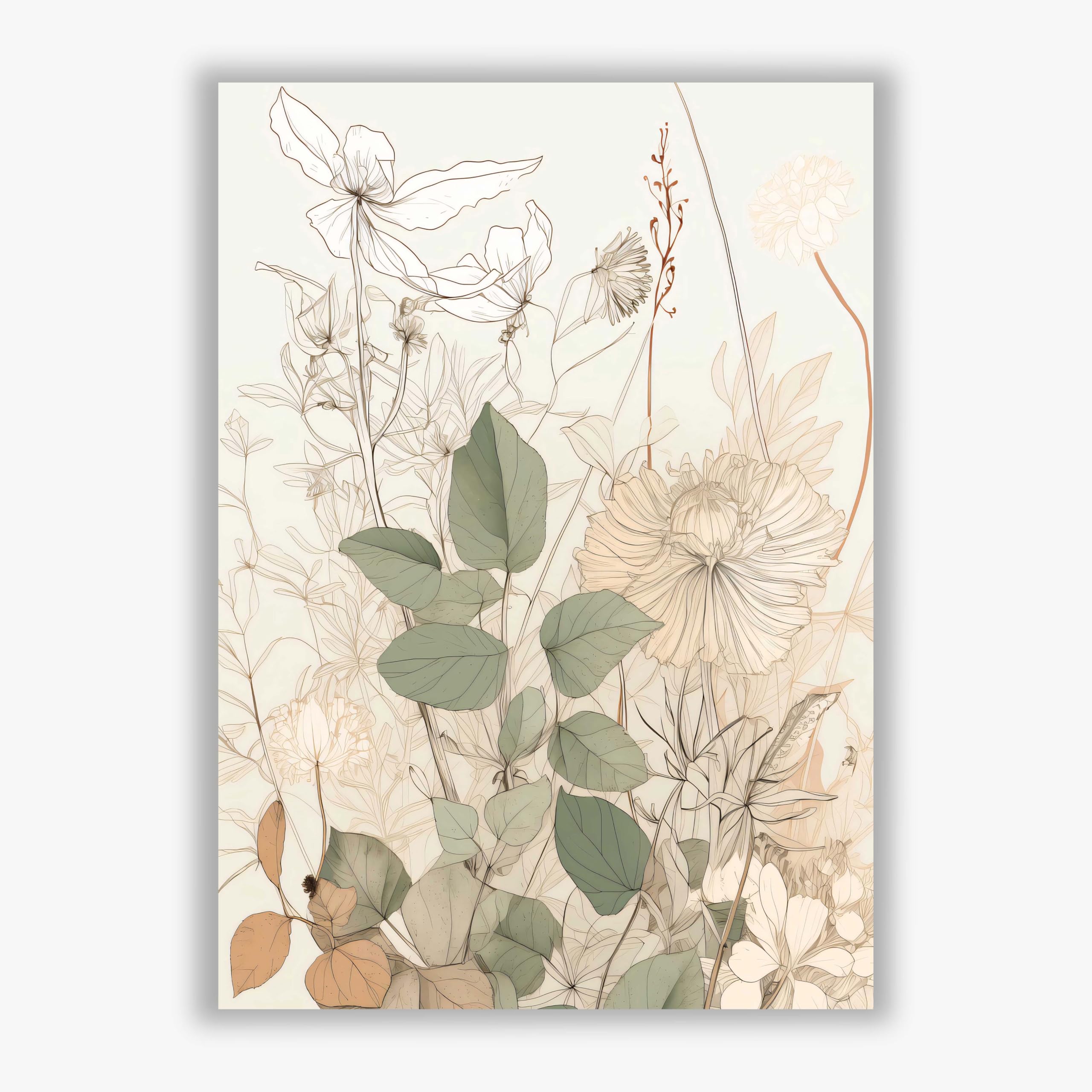 Spiffing Prints Whispering Botanicals No.6 – Impression botanique délicate en blush et vert – 50,8 x 76,2 cm – Toile encadrée
