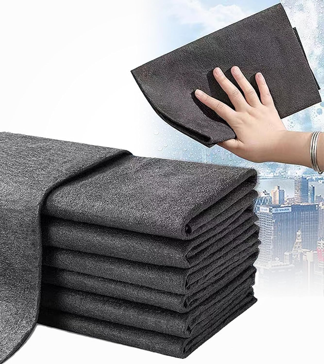 JICOOT Thickened Magic Cleaning Cloth, Reusable Microfibre Cloths. Lint-Free Cleaning Cloth - Streak-Free Miracle Cloth for Tea Towels, Dust Cloths, Home, Kitchen, Cars, Windows (3)