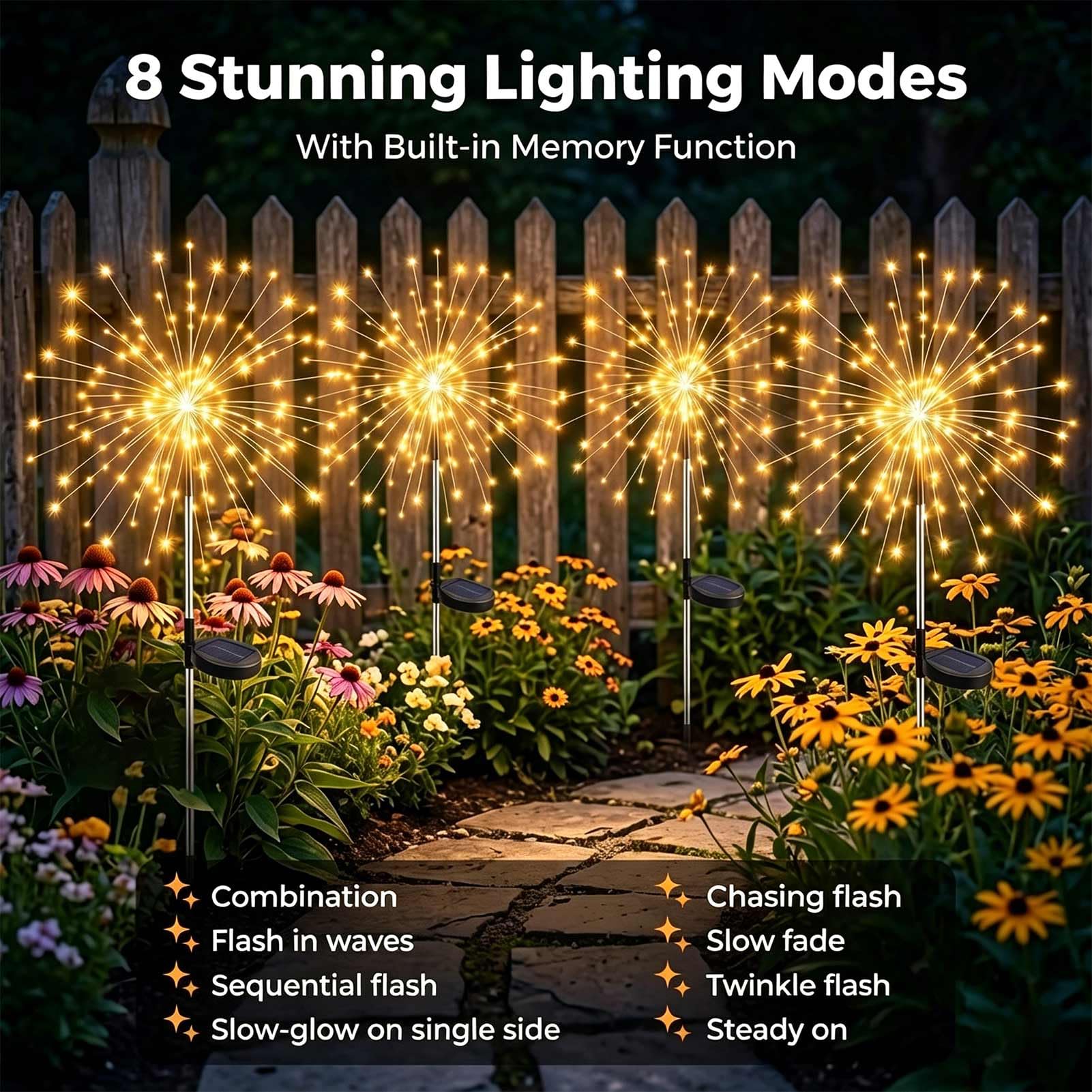 Joycome Lampa solarna do dekoracji ogrodu, 2 sztuki, 150 diod LED, dmuchawiec, 8 trybów, wtyczka solarna, oświetlenie ogrodowe, wodoodporne, na zewnątrz, balkon, taras, kwiat