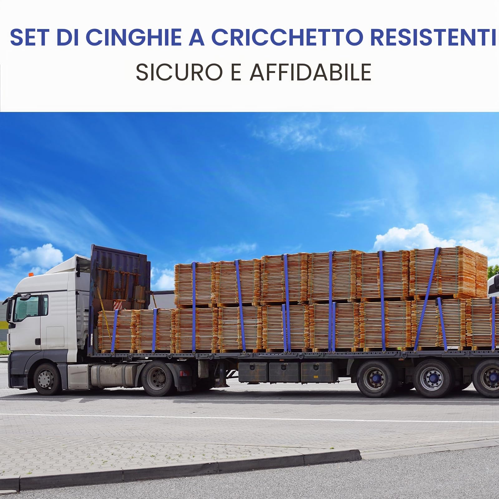 4 pezzi 5000kg Cinghia a cricchetto 9m, Cinghie di ancoraggio, 50 mm cinghia di tensione,Cinghie di serraggio con cricchetto e gancio,per il fissaggio professionale del carico di camion,Blu