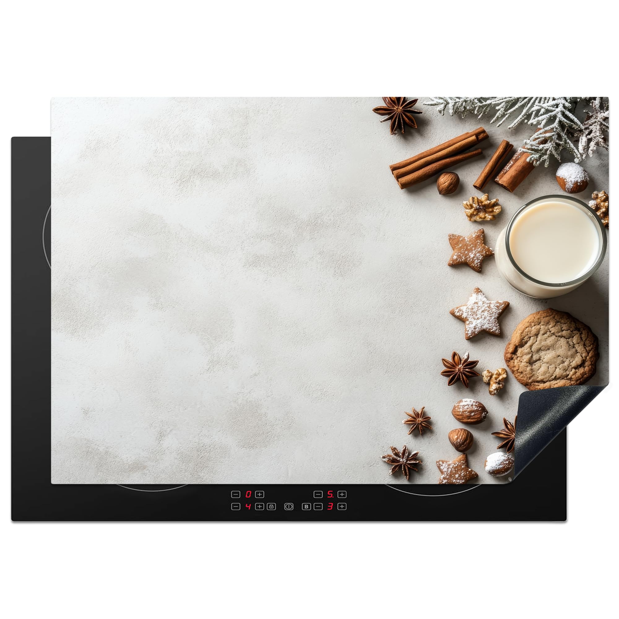 KitchenYeah© Induction Hob Cover Protector Mat 20.5"x29.5" / 75x52 cm Kitchen Universal Ceramic Covers for Electric Cookers Vinyl Baking - Cinnamon - Light - Winter