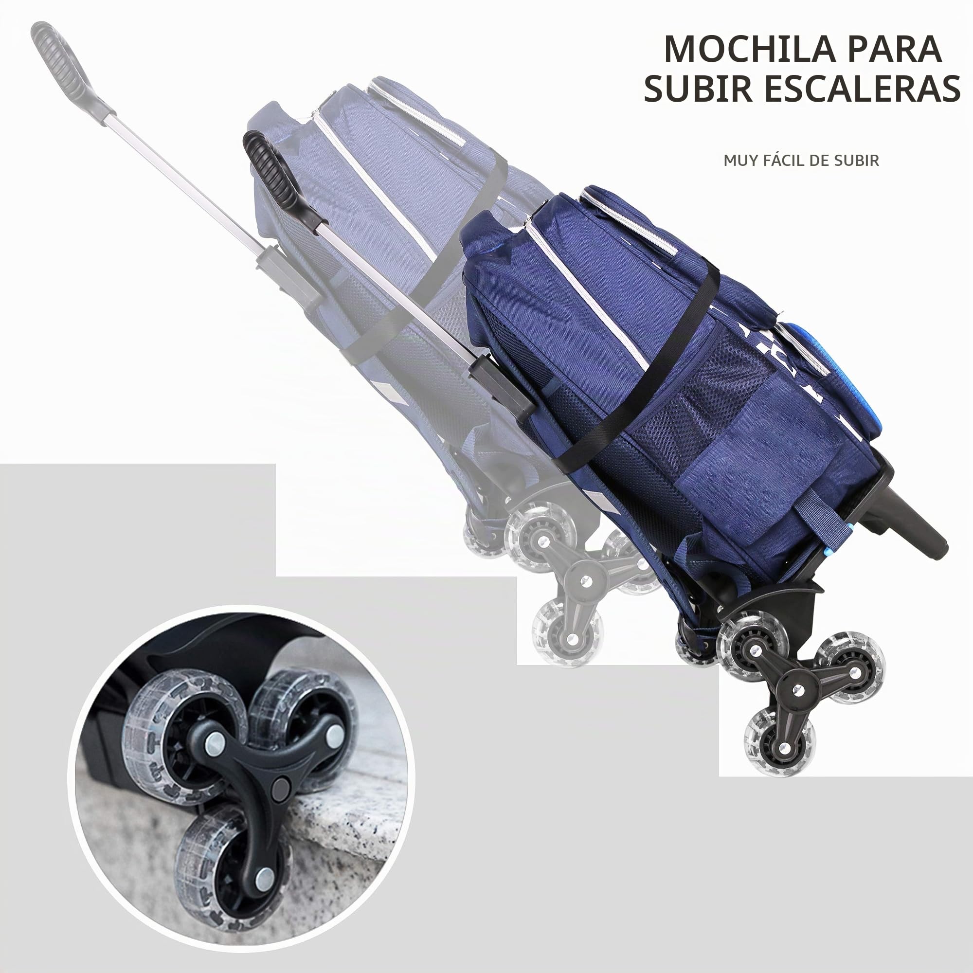 Carro de mochila – Carro de mano con ruedas de aleación de aluminio no plegable para mochilas escolares, equipaje, mochila, ruedas