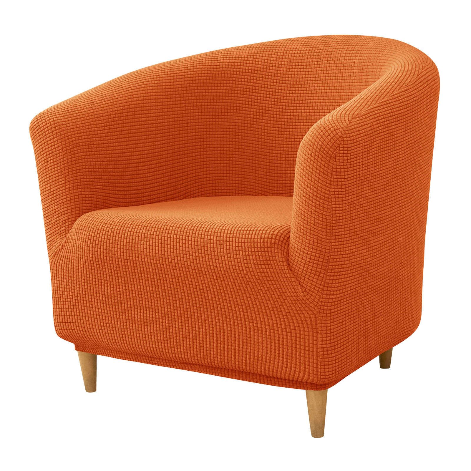 JHLD Stretch Club Chair Slipcover 1 Piece, Jacquard Tub Chair Cover Spandex With Elastic Bottom Tub Chair Slipcover Non Slip For Living Room-orange-1 Piece