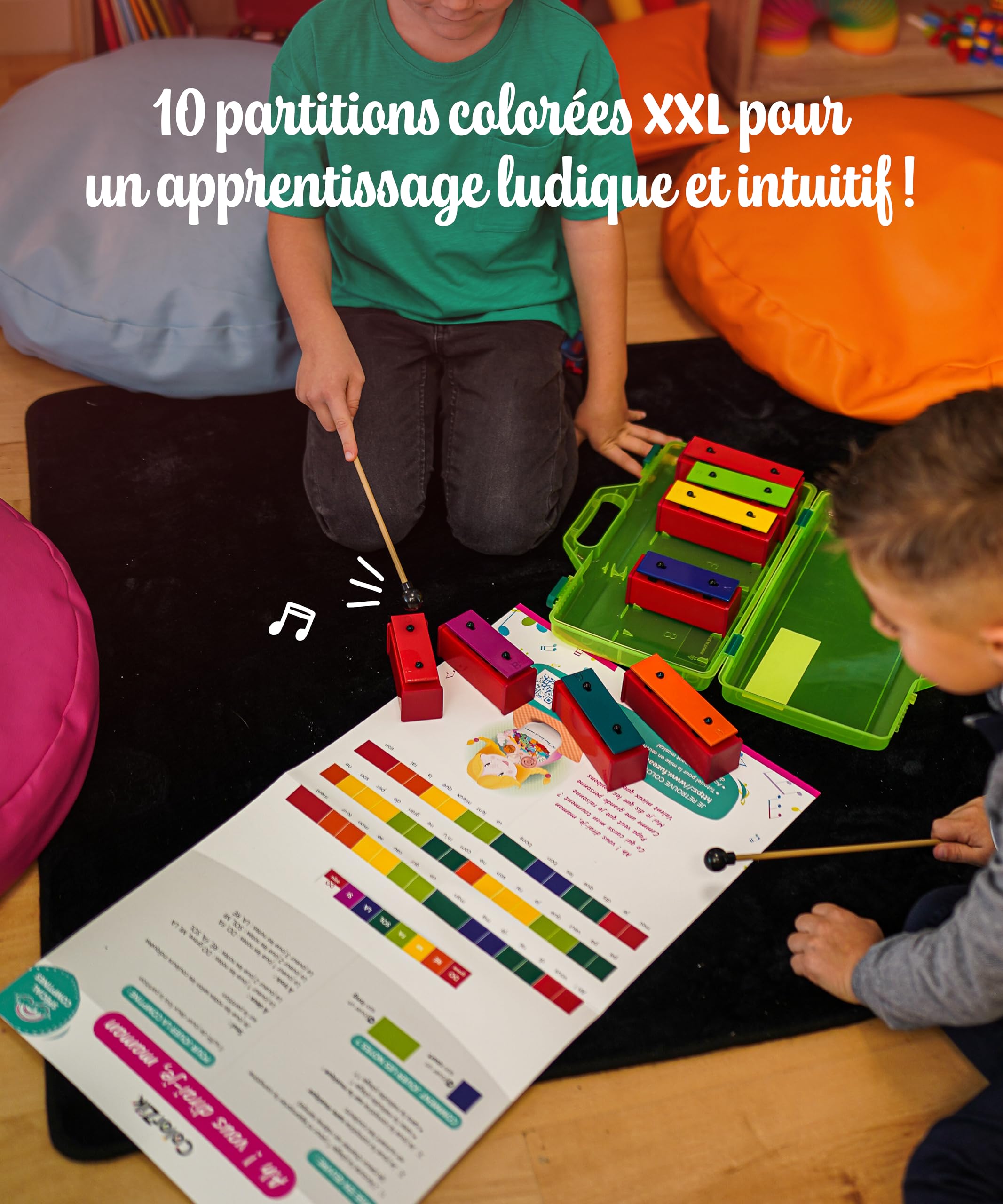 Fuzeau Livret Musical Pédagogique CD Audio Colorzik Comptines 10 Partitions Codées en Couleurs Paroles Incluses dès 3 Ans Méthode Intuitive