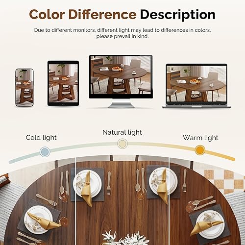 Miniatura 6 de Conjunto de mesa de comedor extensible redonda a ovalada Aivermel para 4–6, mesa de cocina de madera con almacenamiento oculto y sillas tapizadas,