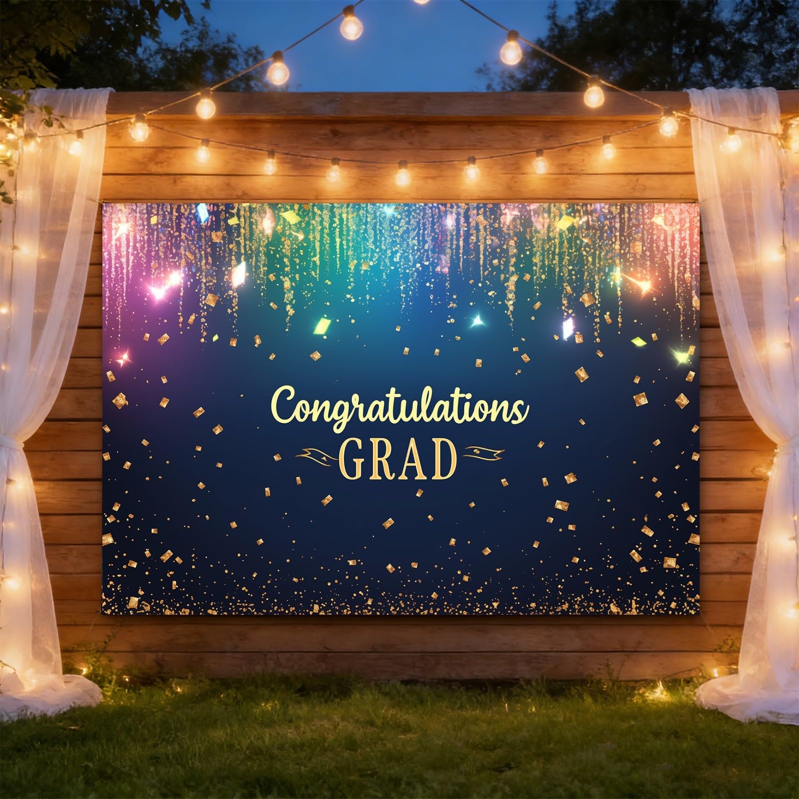 Banner de buena suerte para la temporada de graduación, diseño único, tendencias de moda, emoción para tus fotos de graduación. 2