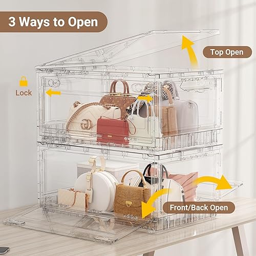 Miniatura 4 de BROVIEW Contenedores de almacenamiento apilables de 320 cuartos de galón con tapas y ruedas, cajones de plástico transparente XL, organizadores