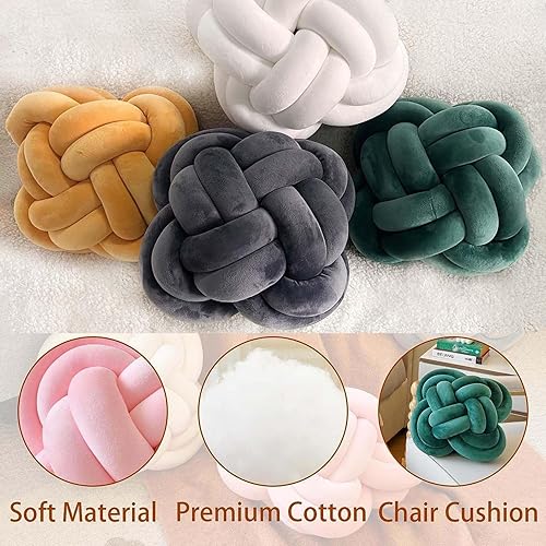 Miniatura 6 de Almohada decorativa de nudo para Navidad, cojín de suelo con felpa suave para sofá, almohada cuadrada anudada azul marino, decoración de habitación